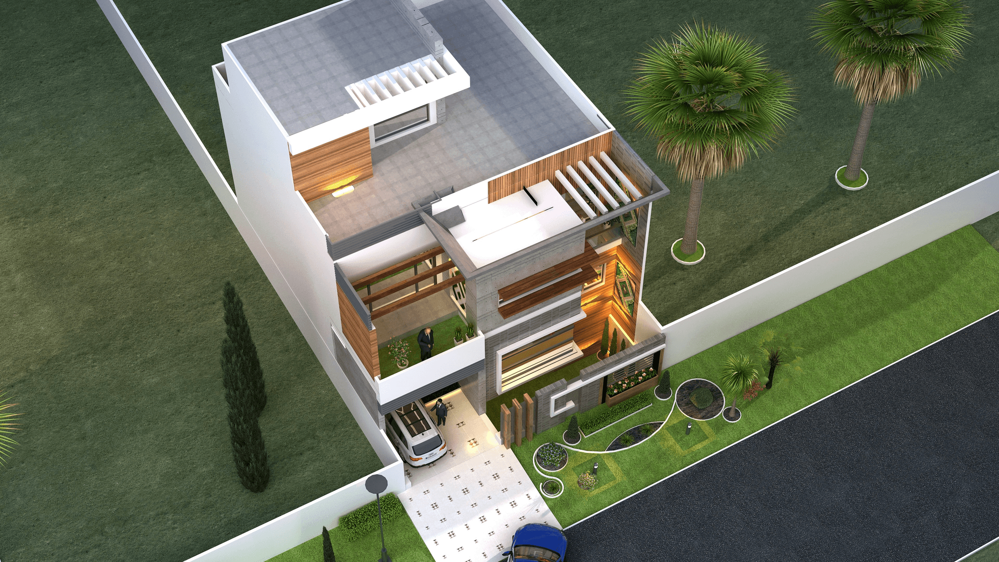 Modern prefabricated bungalow in eco-friendly setting