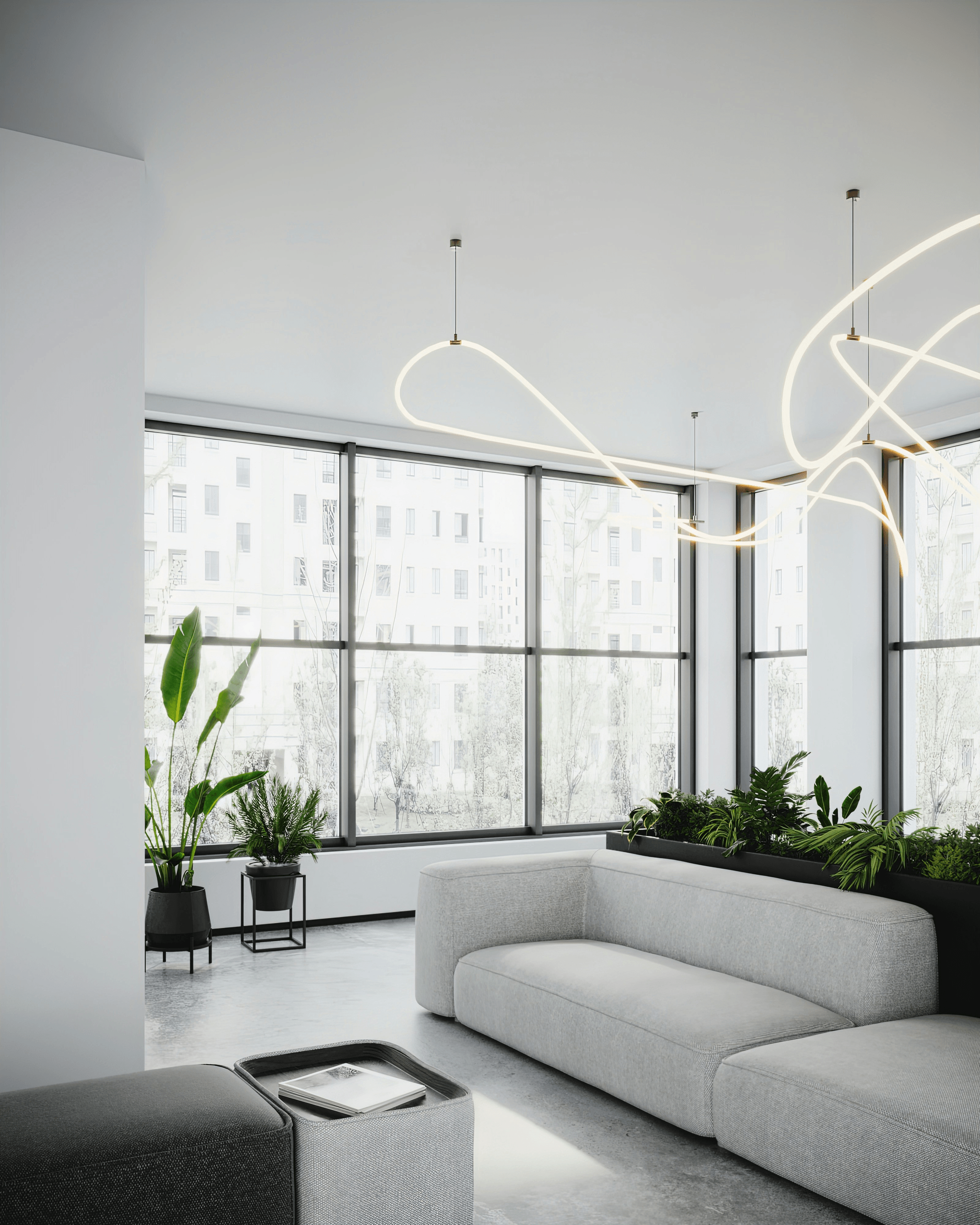 interior view of a modern space capsule house