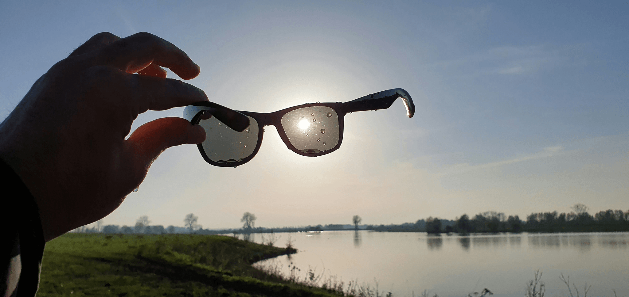 Stylish polarised sunglasses providing UV protection outdoors