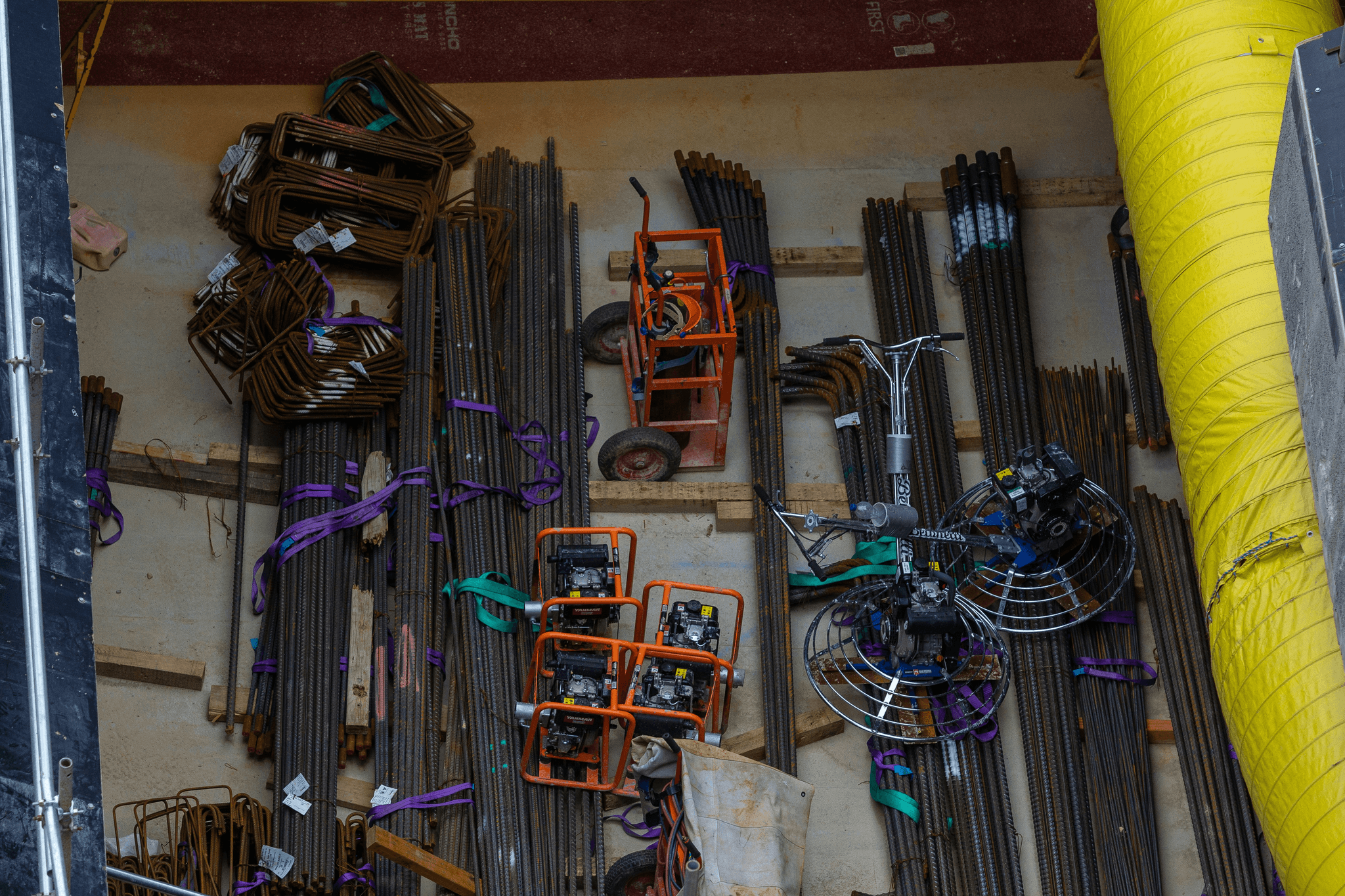 Showcasing formed wire products made from mild steel.