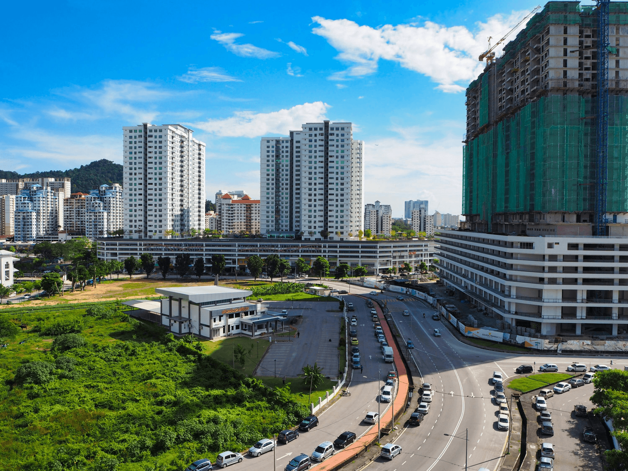 Modern urban landscape near capsule house for sale