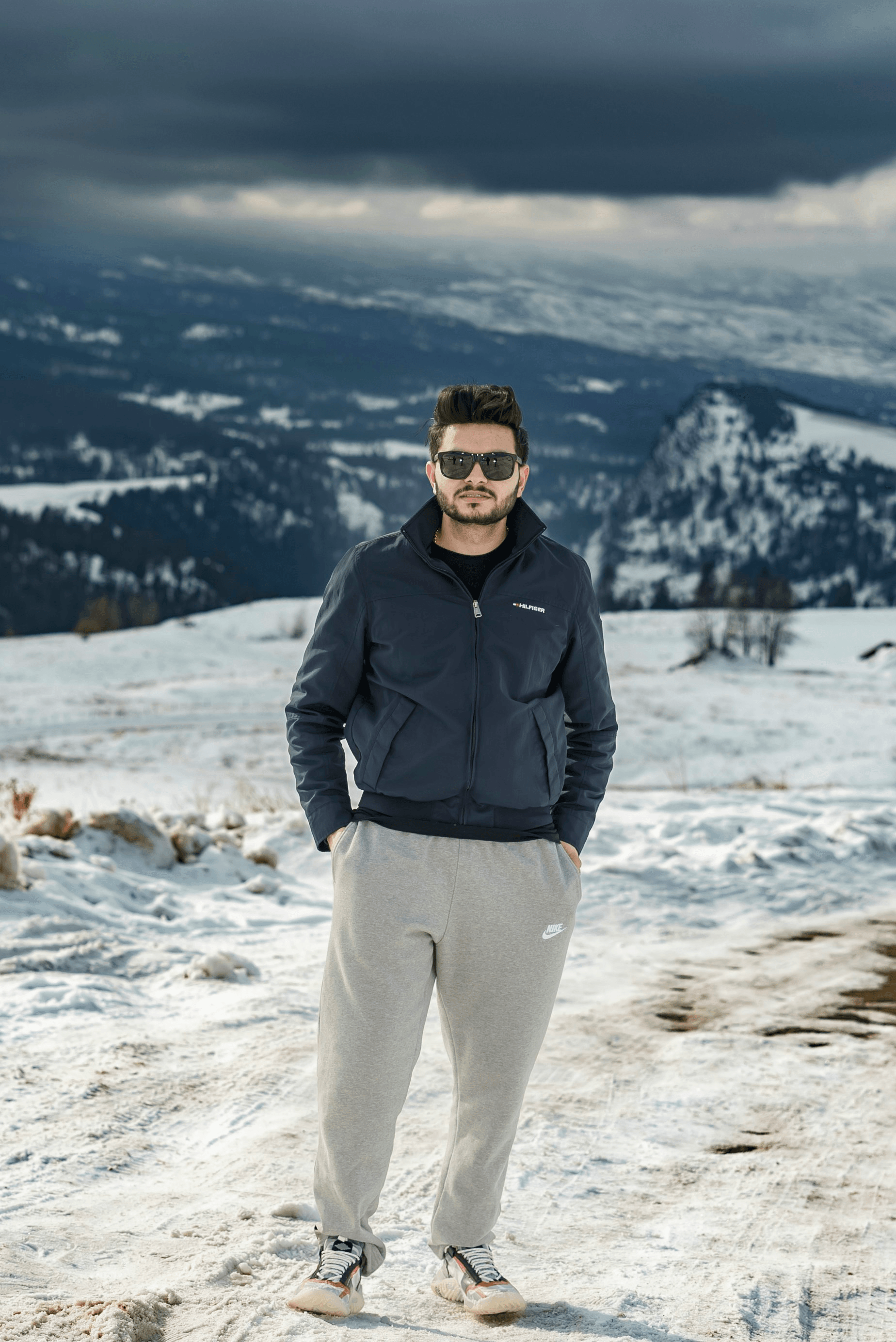 skiing in sunglasses captures stylish performance on slopes