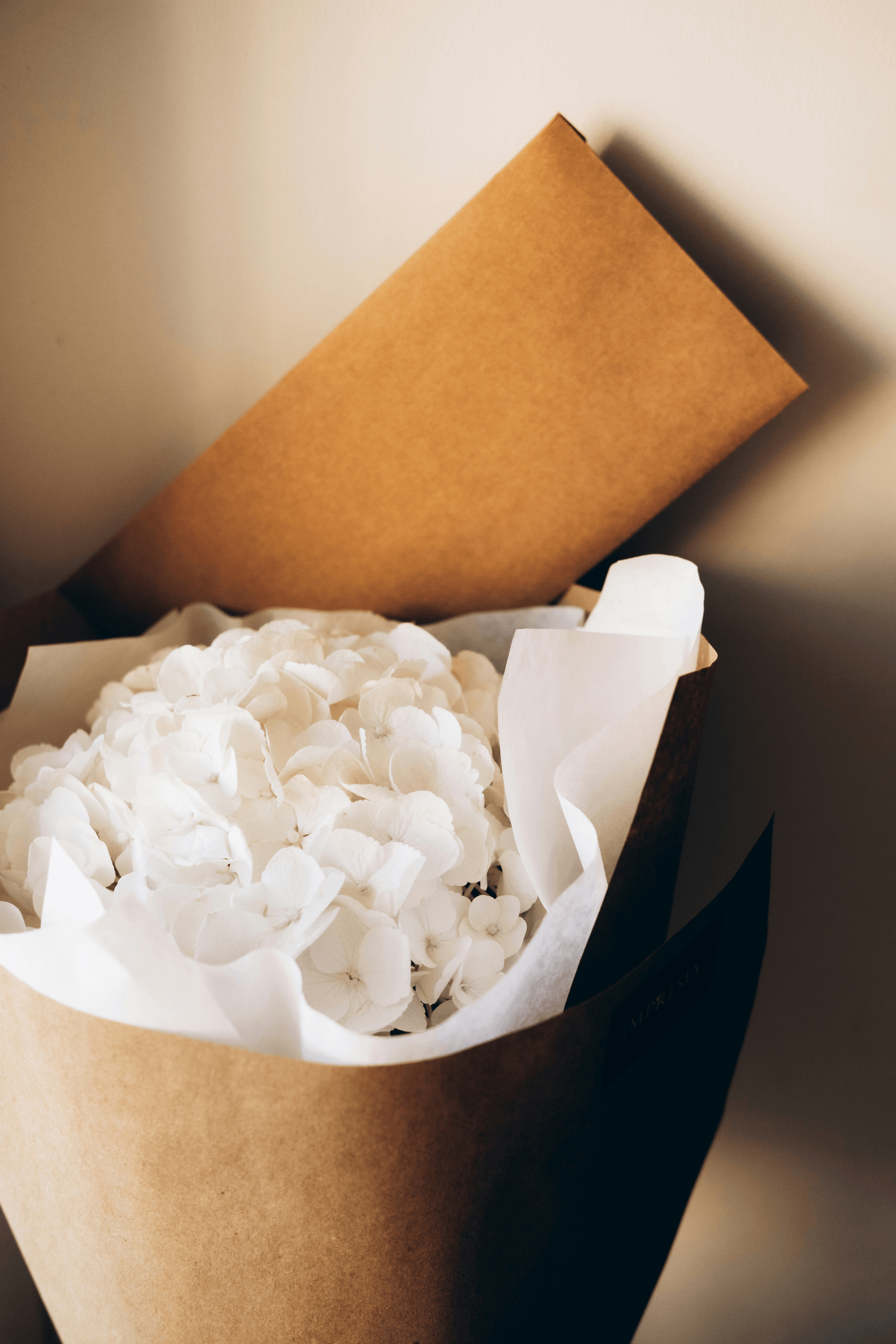 Dried Hydrangea Gift Wrap adds an elegant touch