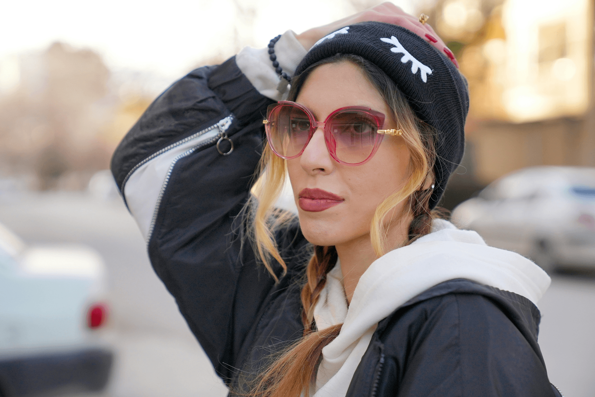 Custom sunglasses with logo at outdoor event