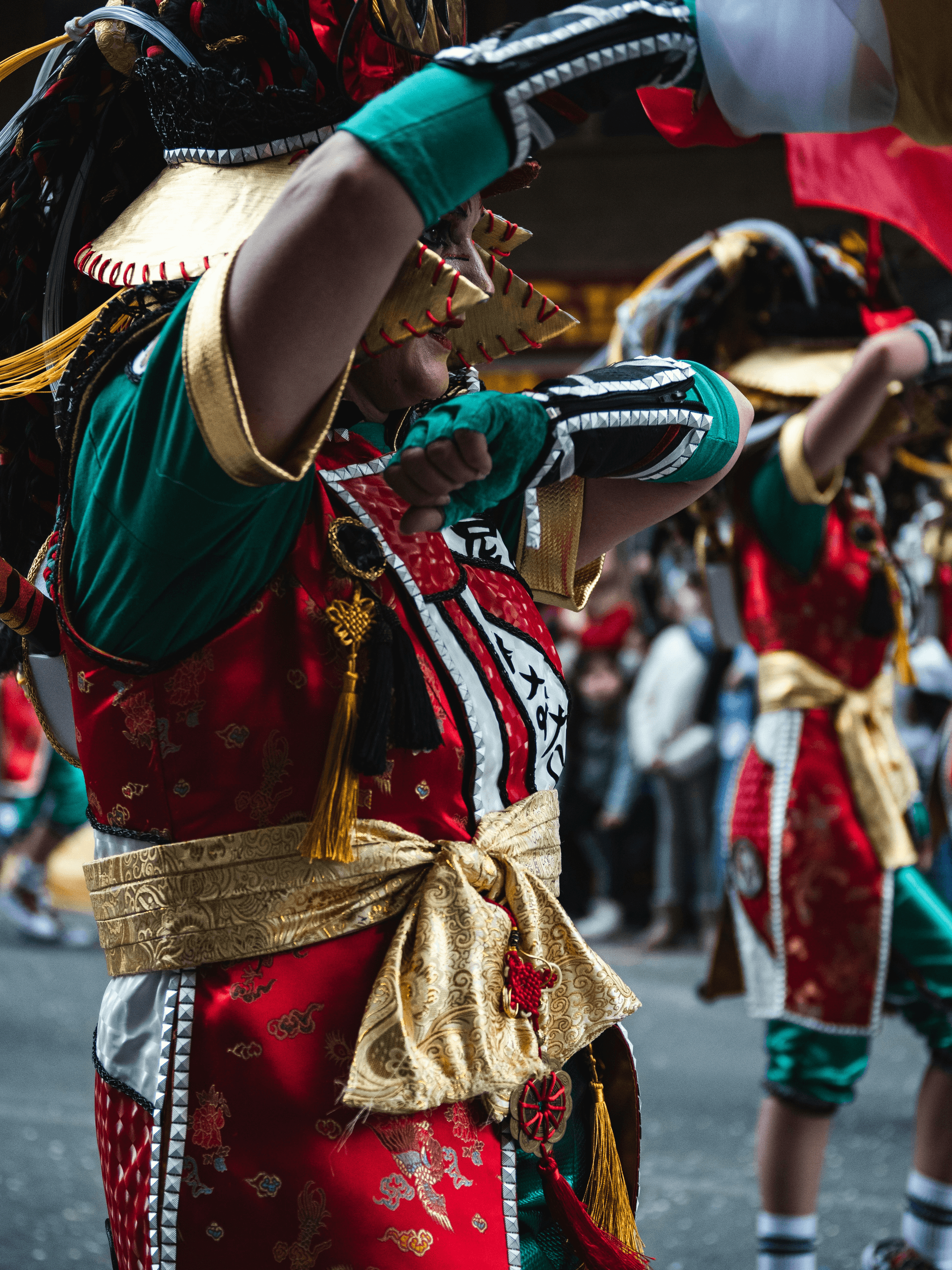 Traditional Chinese dragon dance performance near Canton Fair Complex