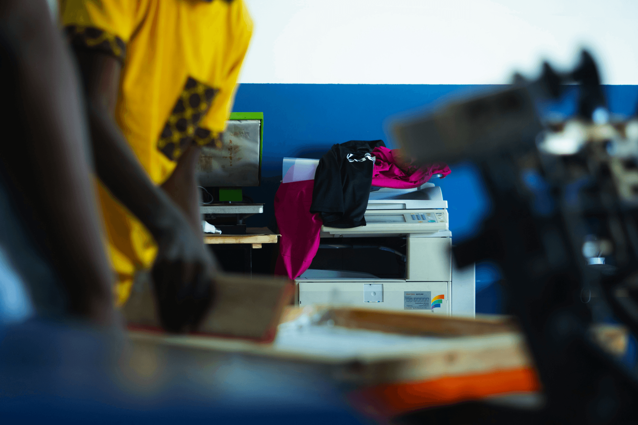 Eco-friendly on-demand t shirt printing facility using sustainable materials