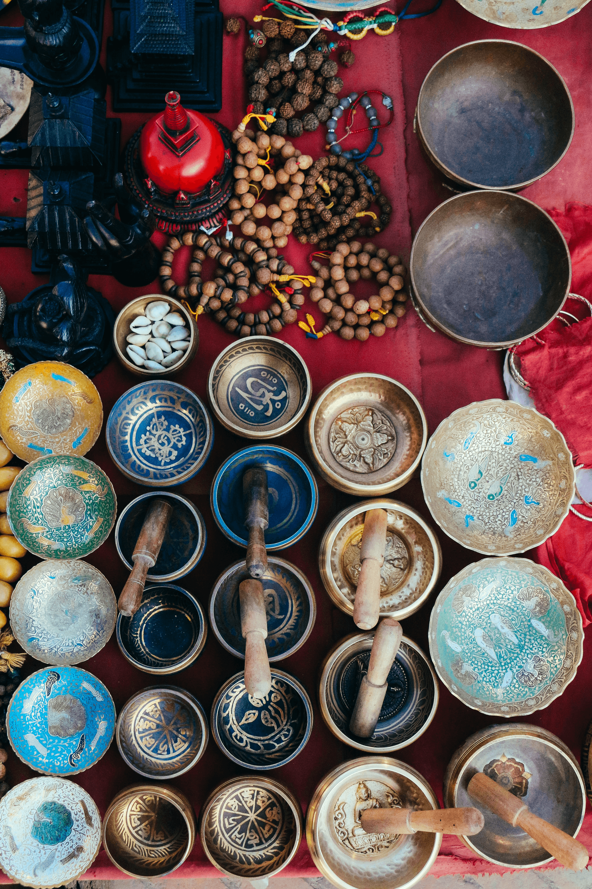 tibetan musical bowls showcase unique designs and sizes