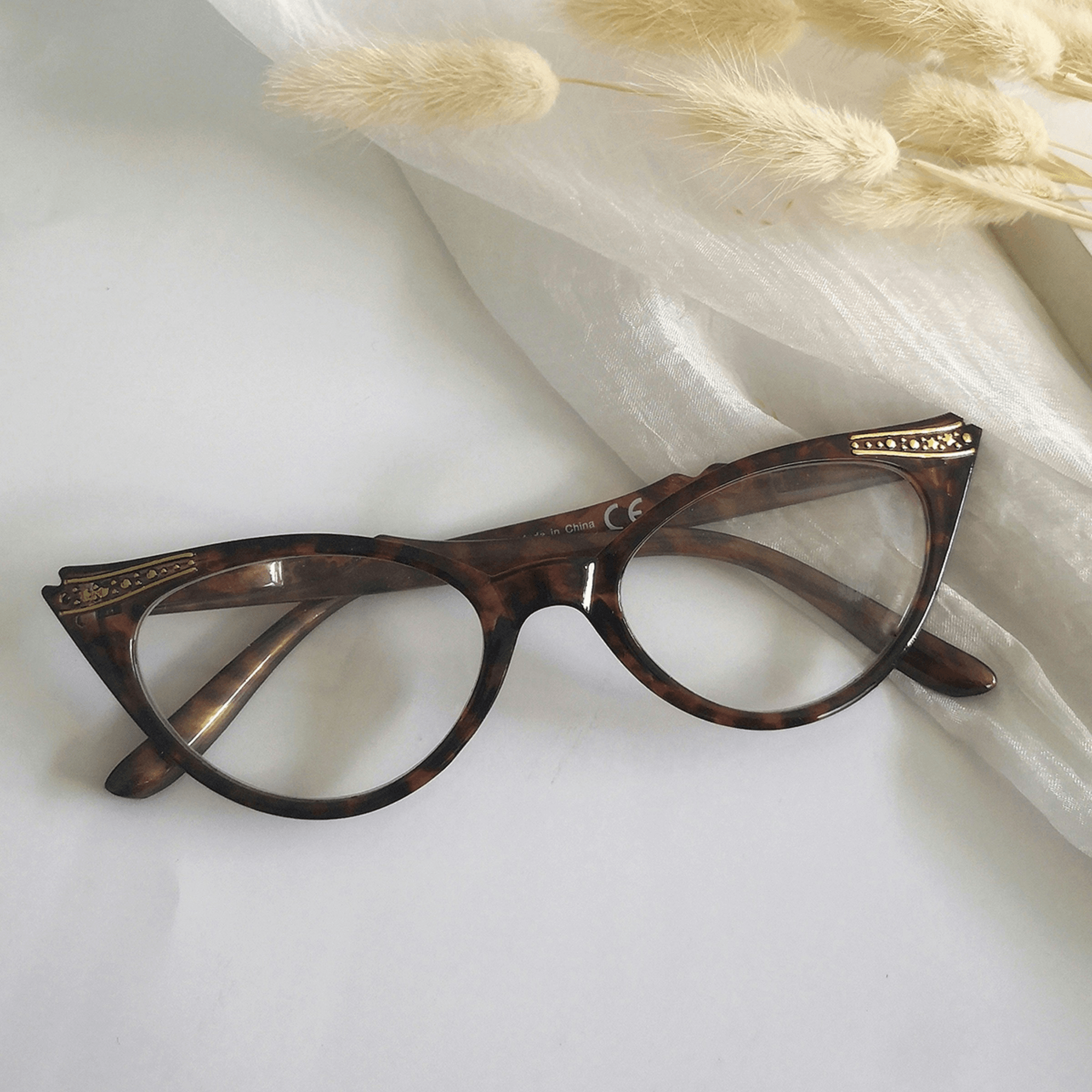 tortoiseshell frames displayed with fashion accessories