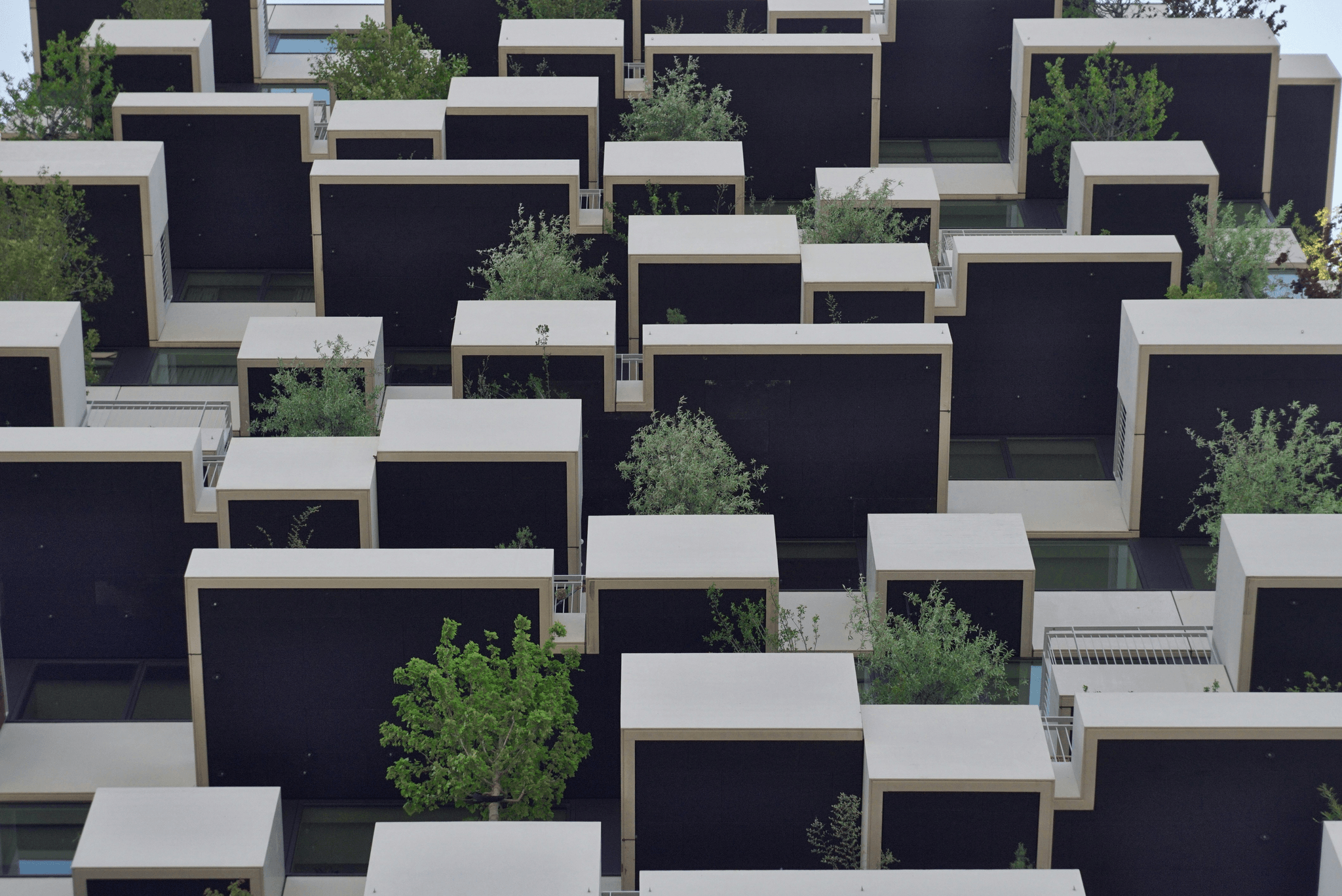 modern capsule house with green roof and vertical garden concept