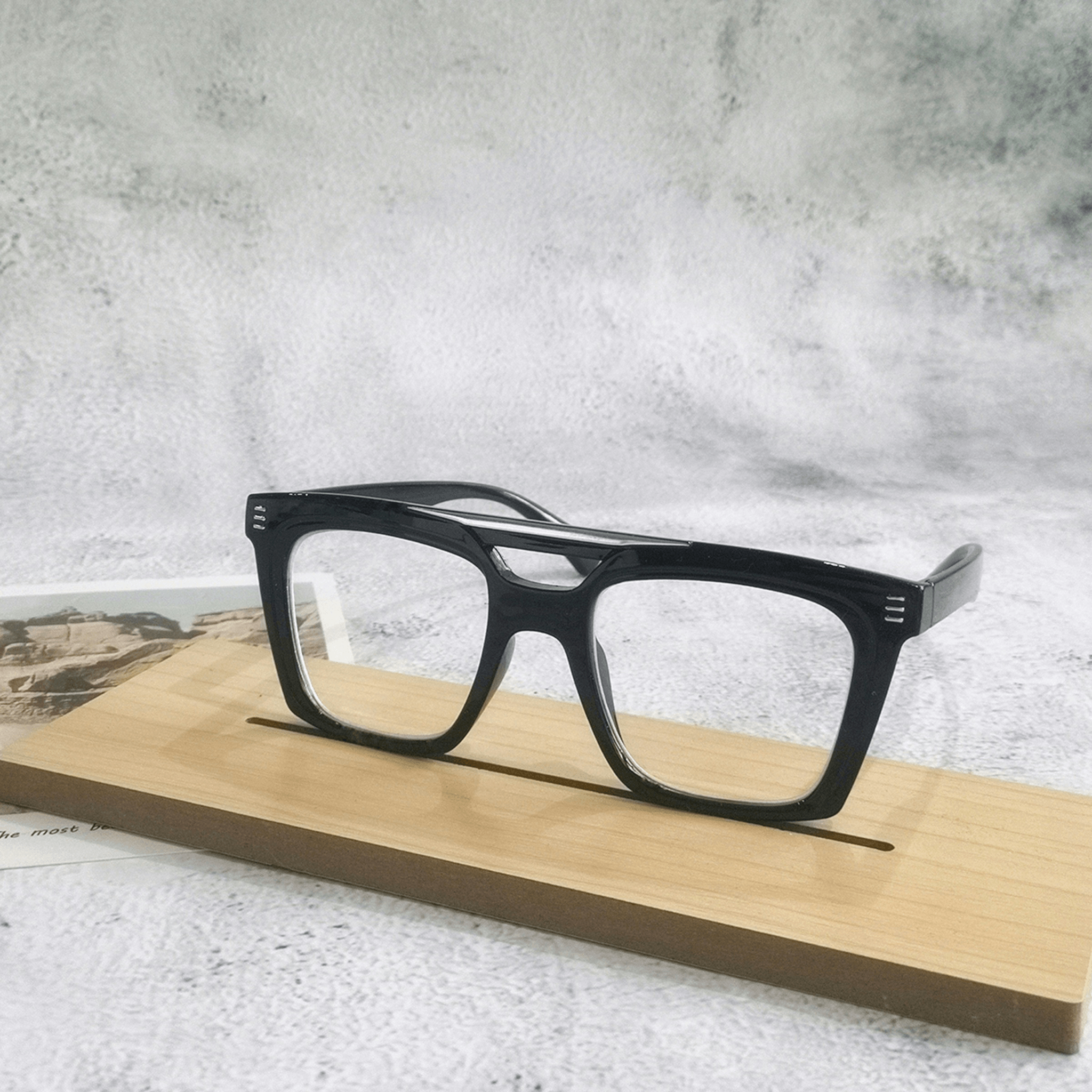 Different types of eyeglass frame materials including plastic and metal.