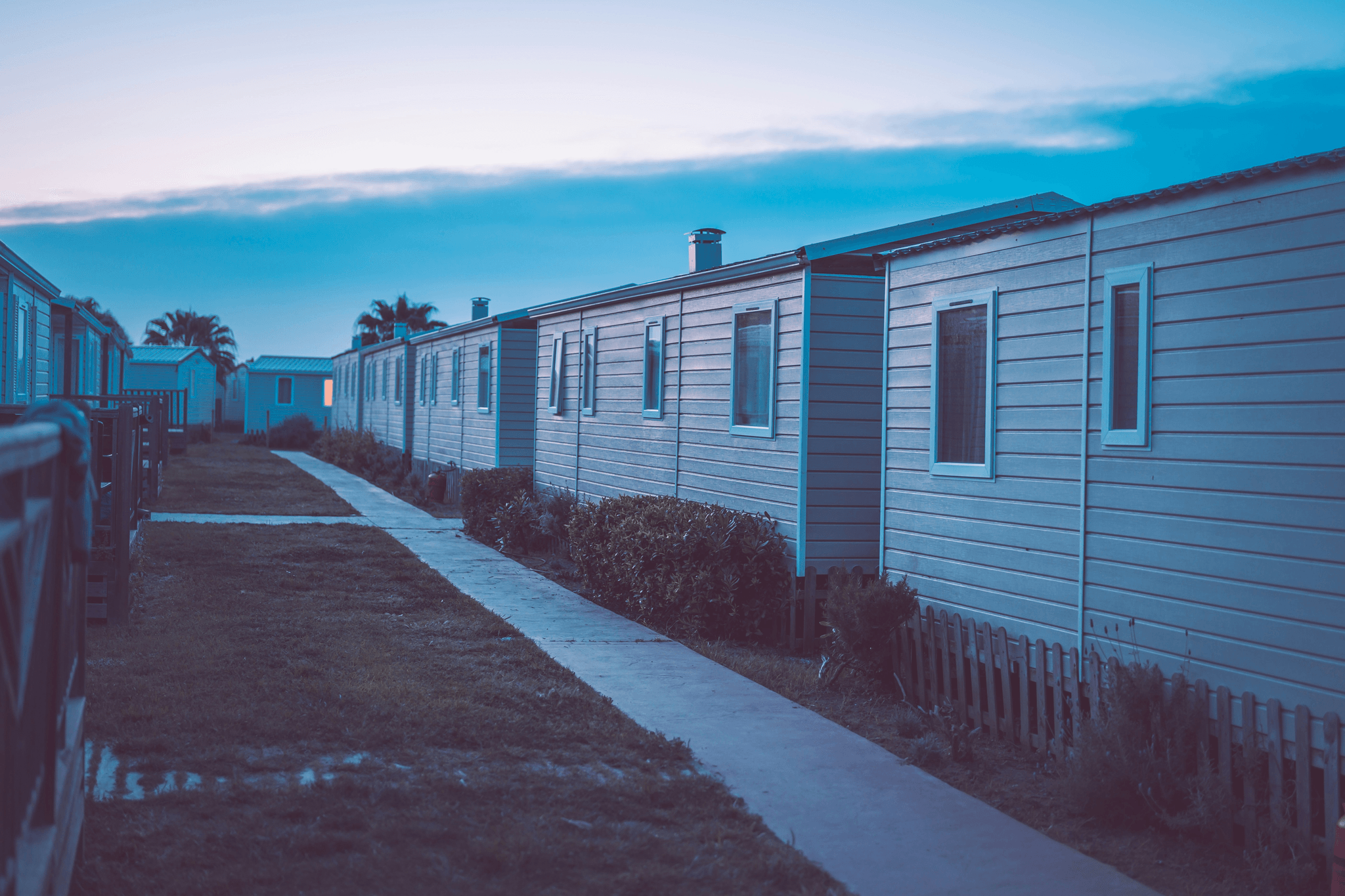 Modern mobile homes community with amenities