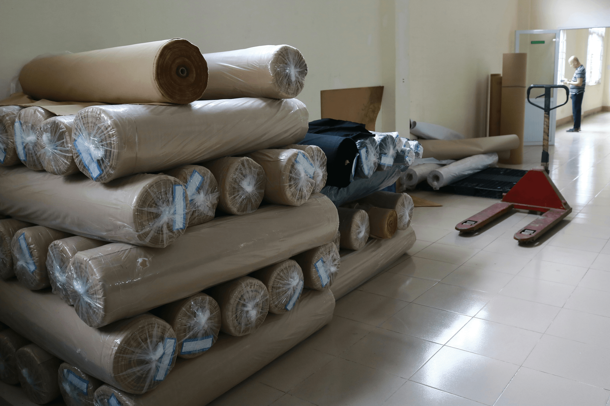 garment sourcing warehouse showcasing efficient material management