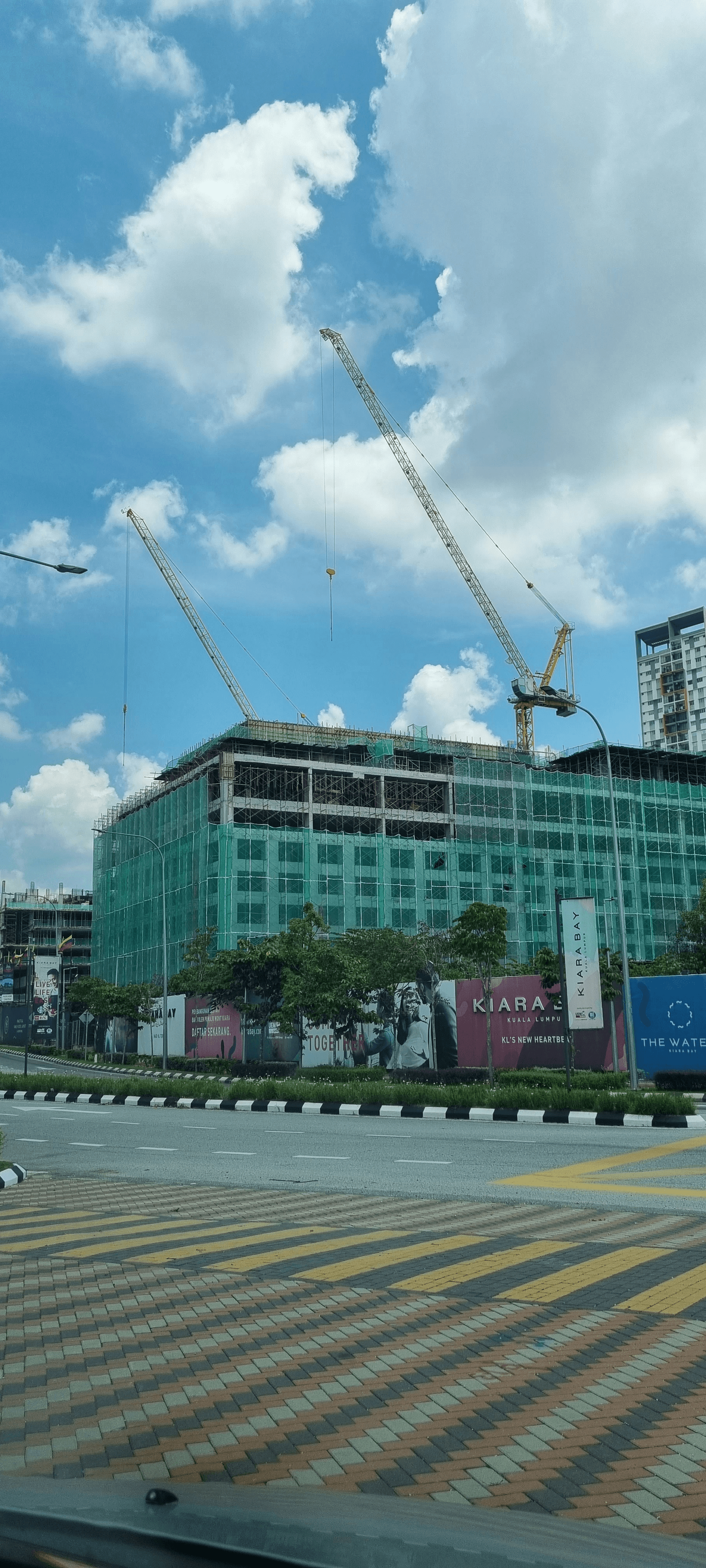 prefabricated commercial building under construction showing modular design