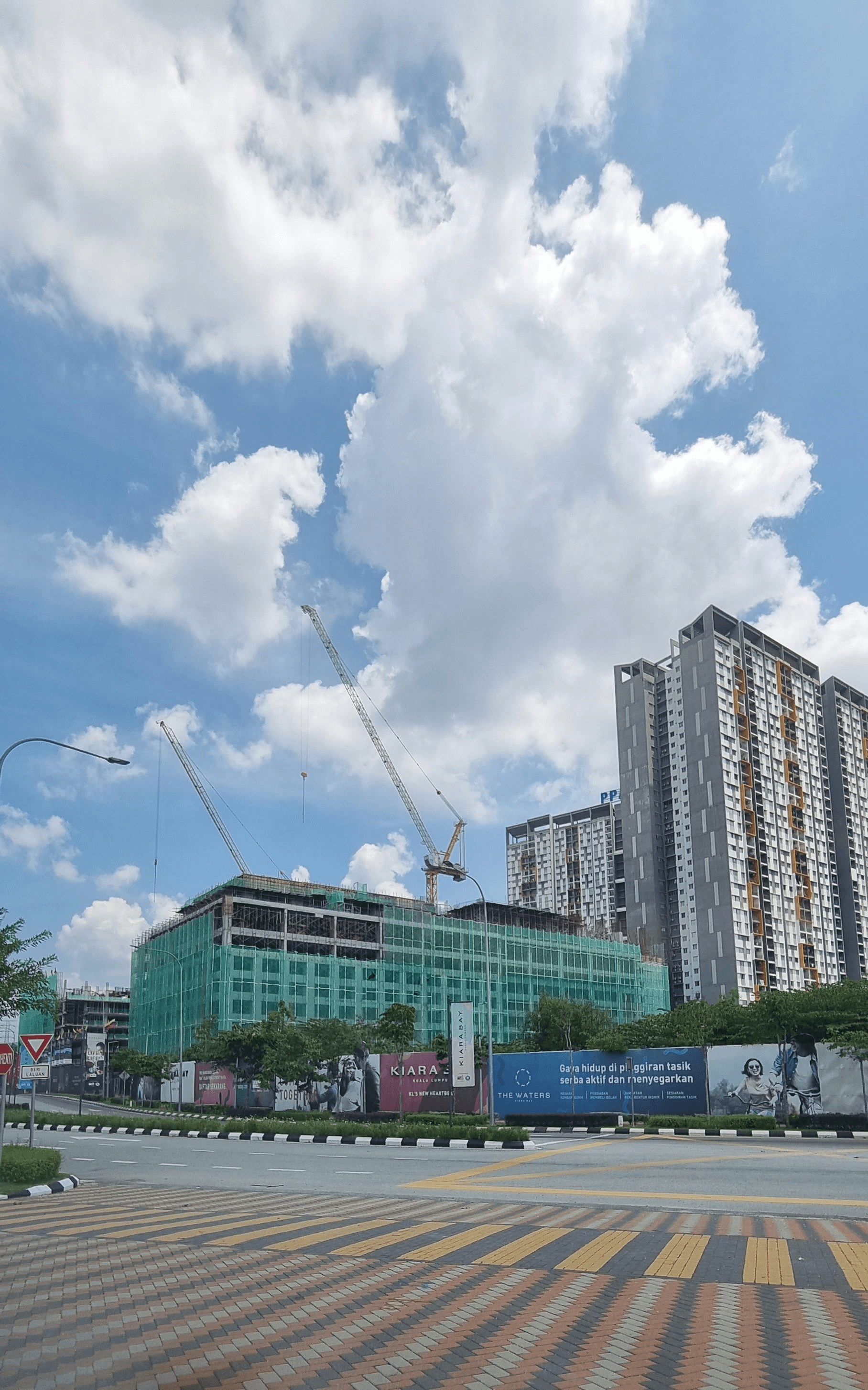 prefabricated modular construction site featuring assembly process