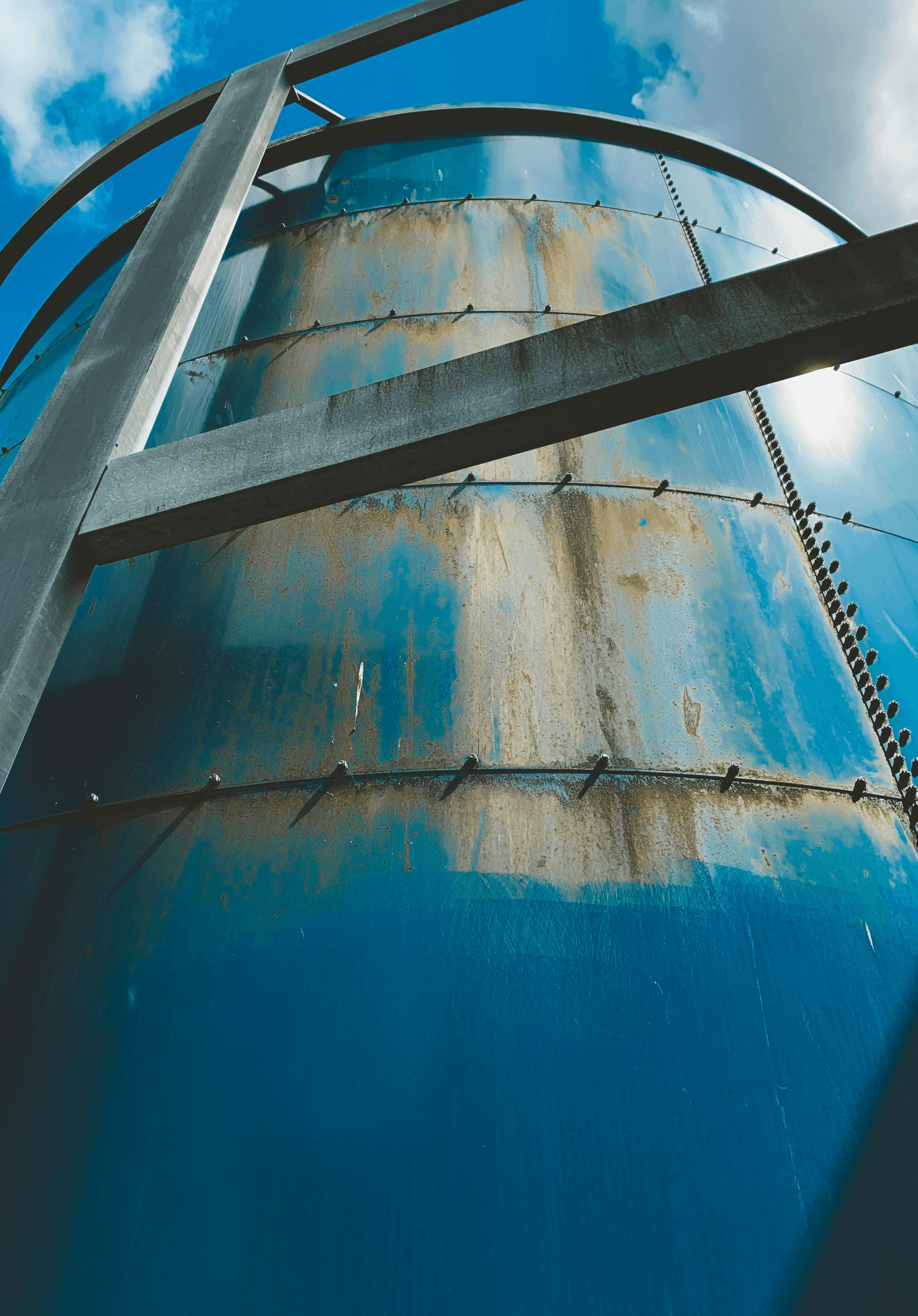 Above ground storage tank inspection scene.