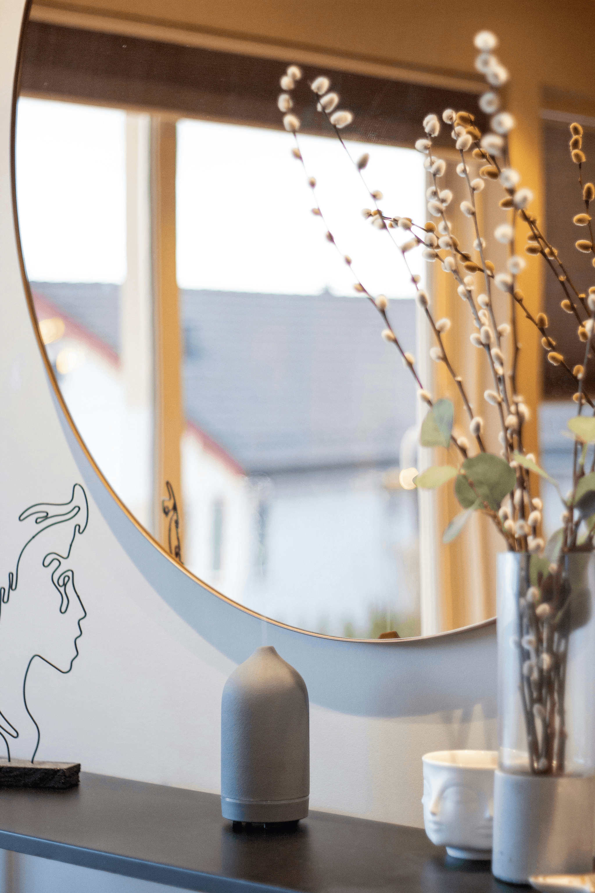 Mirror Inspection reveals quality details in commercial silvered flat glass mirror.