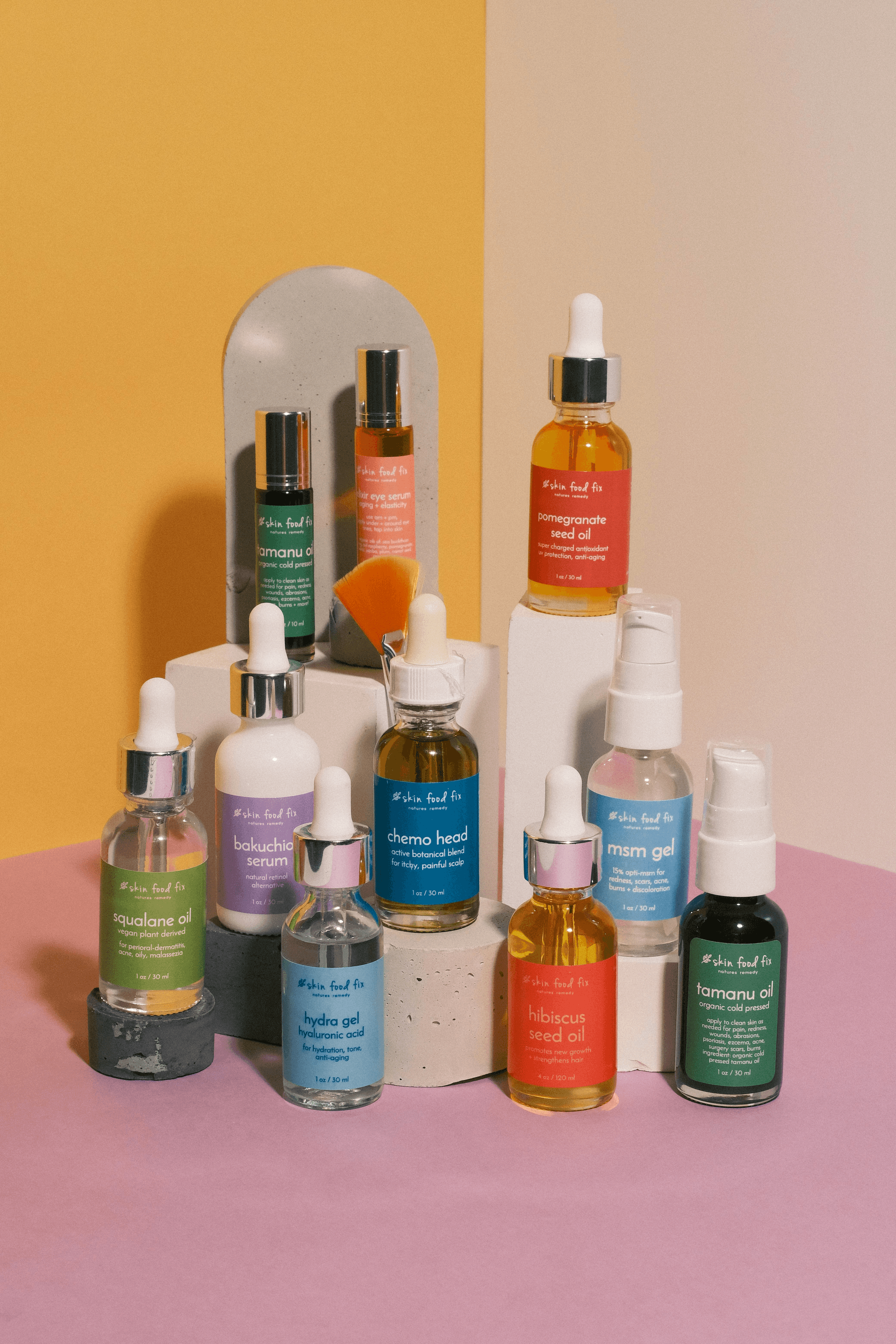 Colorful skincare products from China