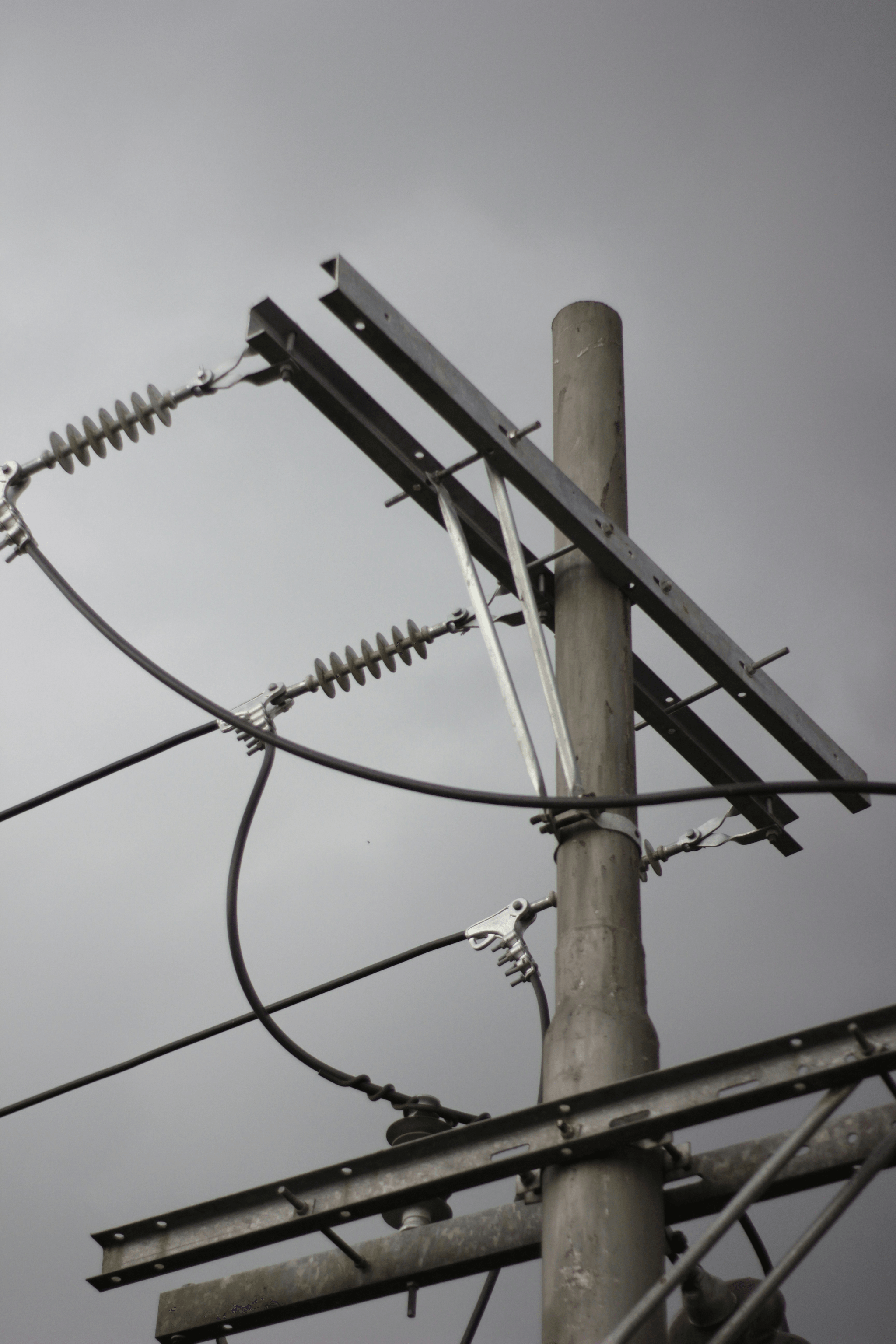 Detailed view highlighting grading ring in relation to power line components.