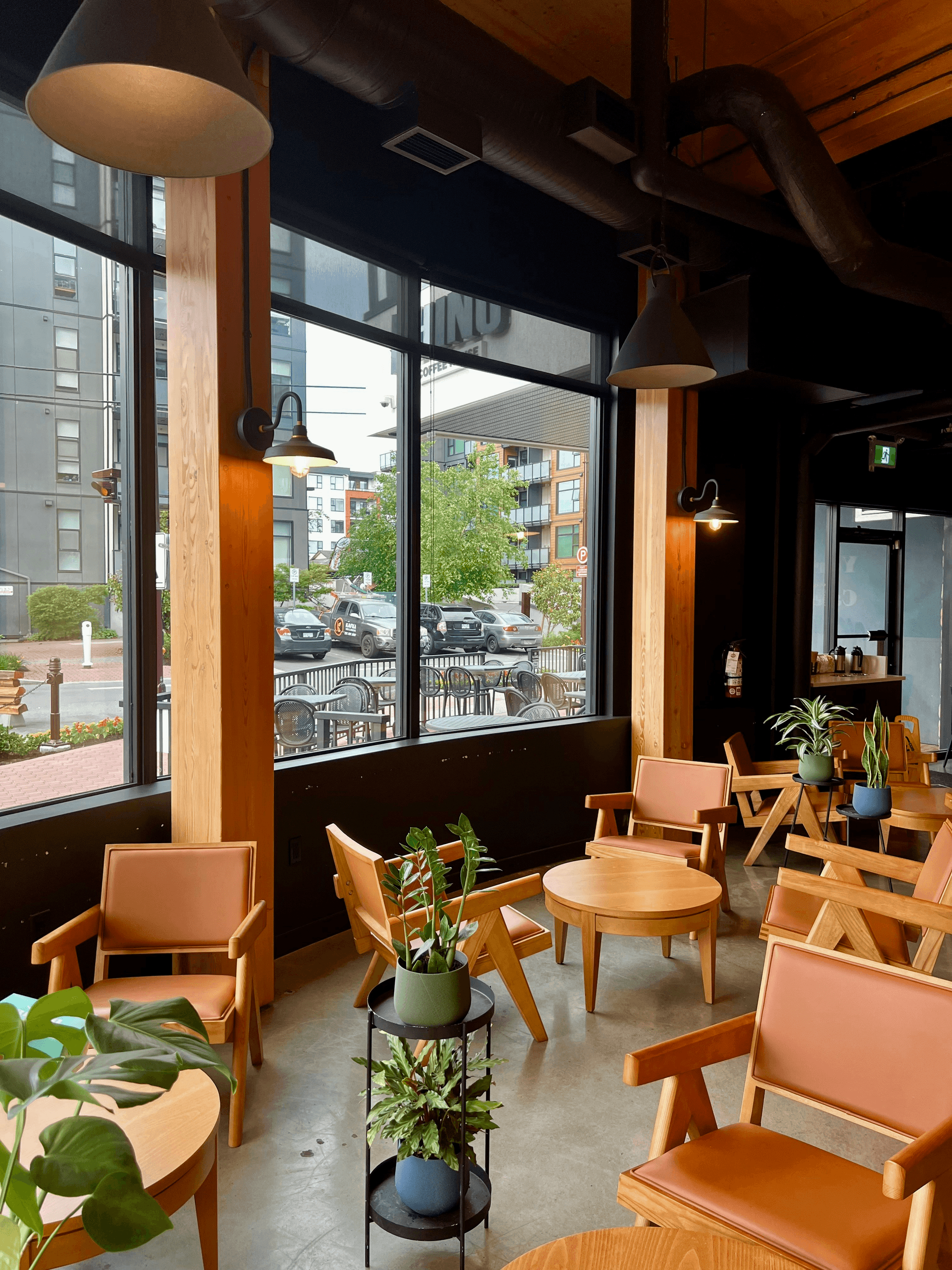 prefab coffee shop showcasing eco-friendly design elements