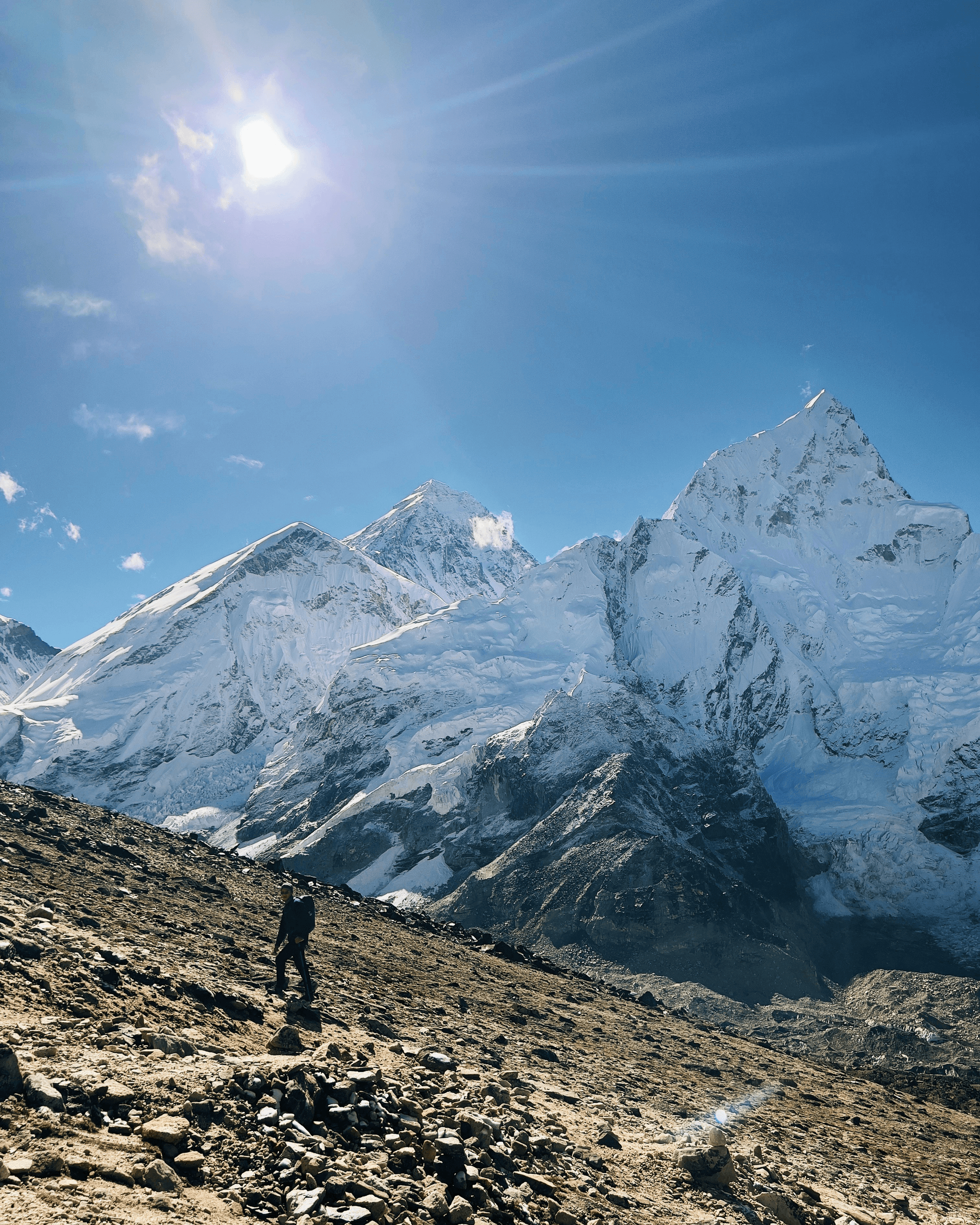 mount everest weather at base camp with trekkers