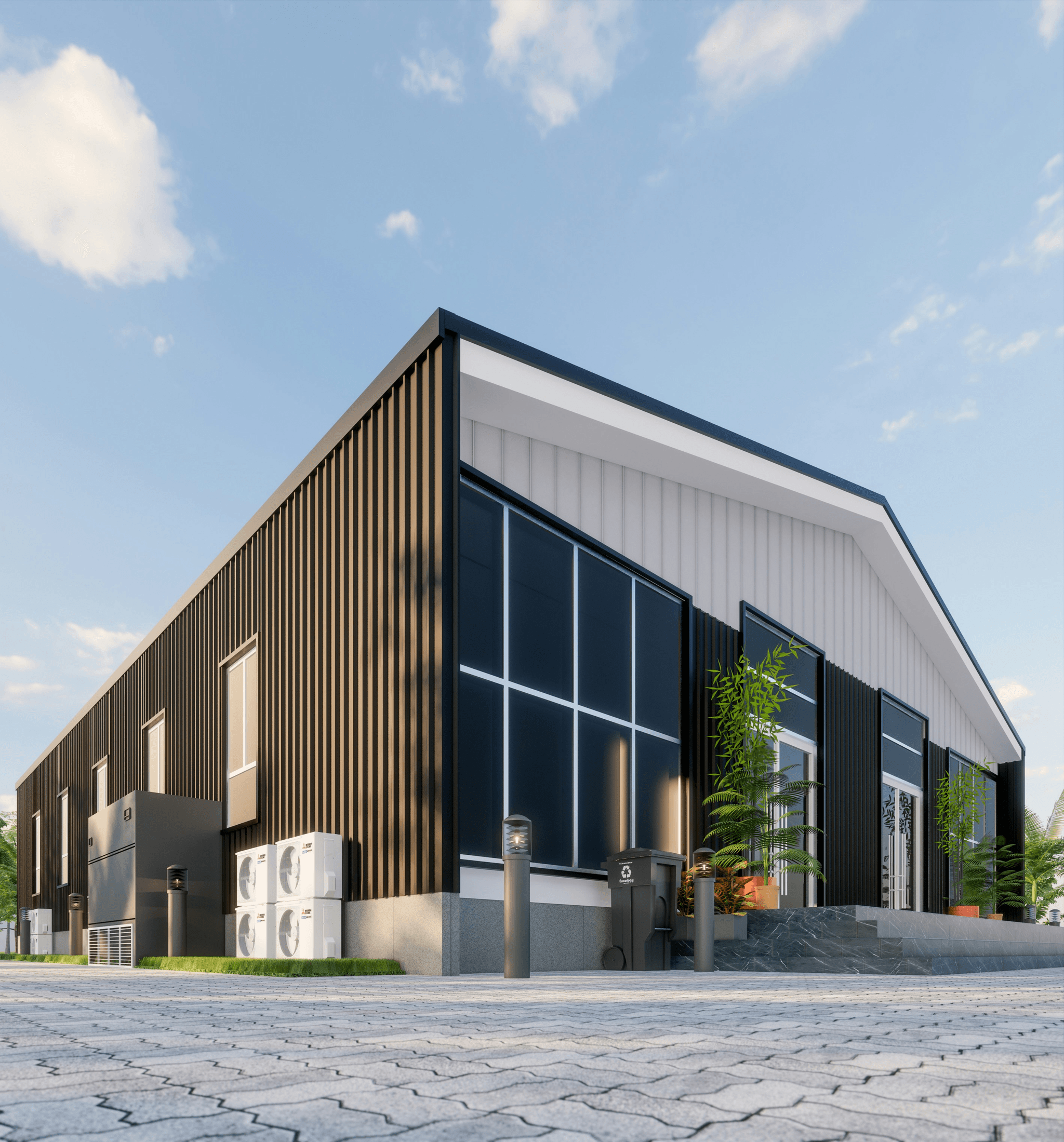 Oficina moderna hecha a partir de un container oficina.