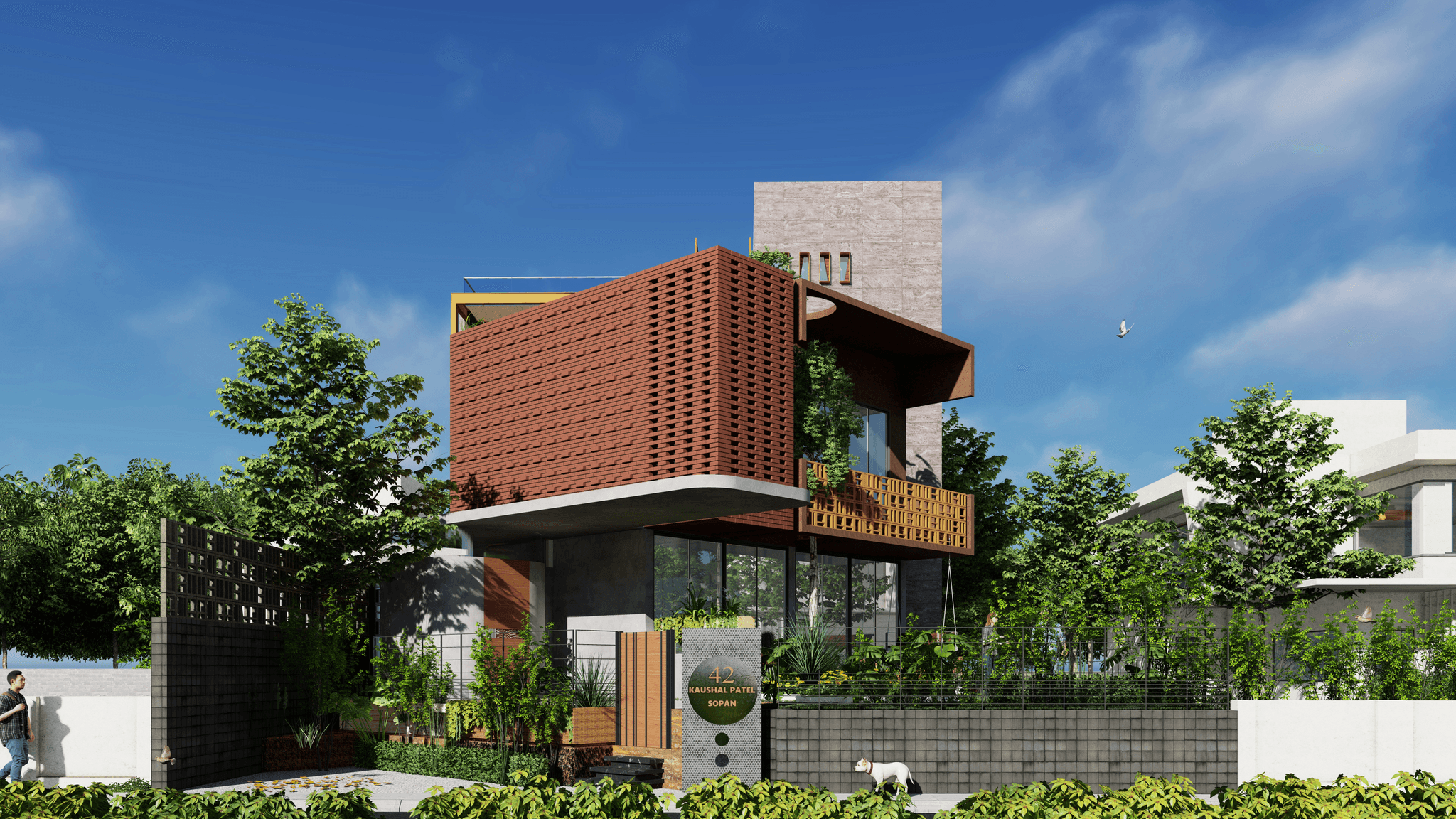 modern modular duplex showcasing innovative design features