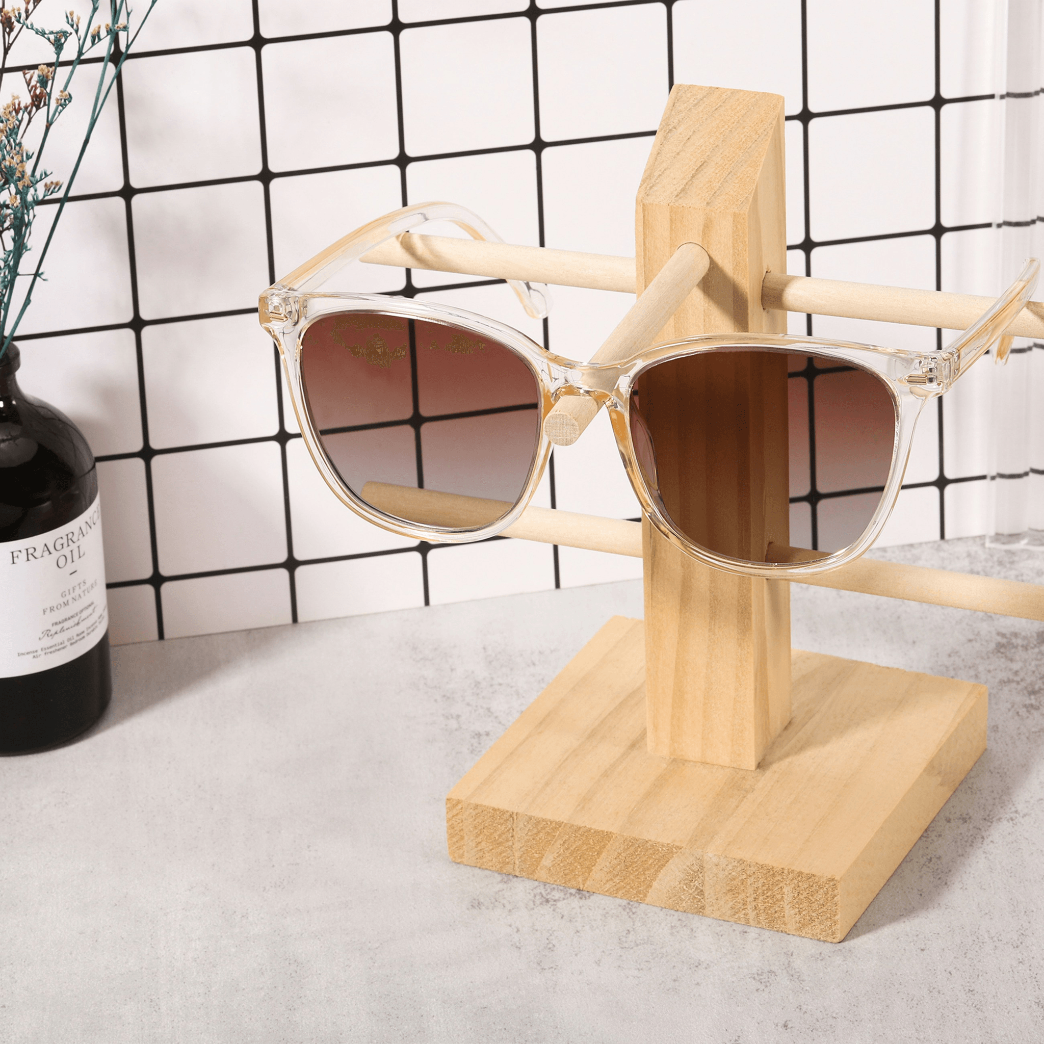 Stylish sustainable glasses promoting eco-friendly fashion choices.