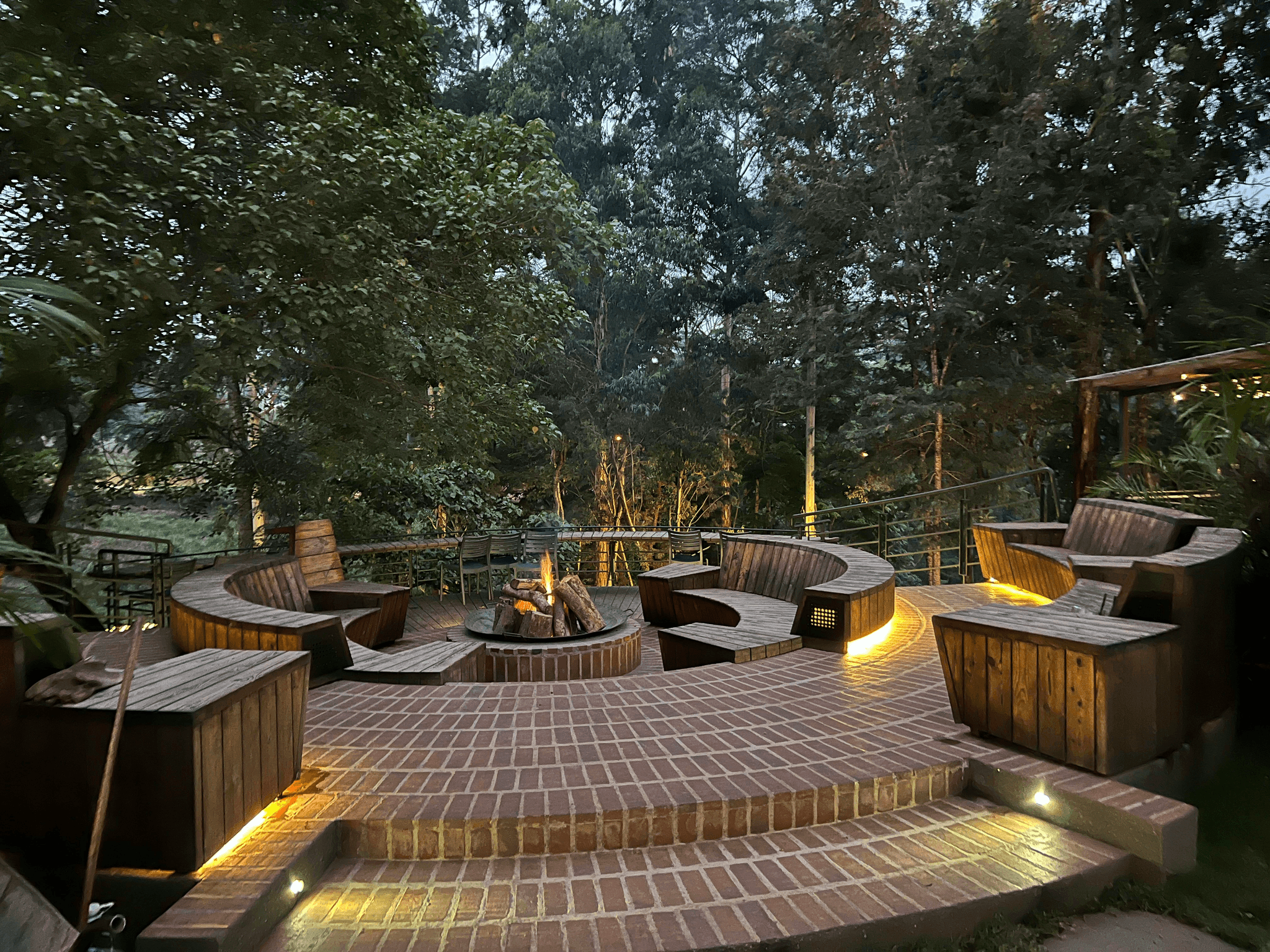 Outdoor entertainment area for space capsule living