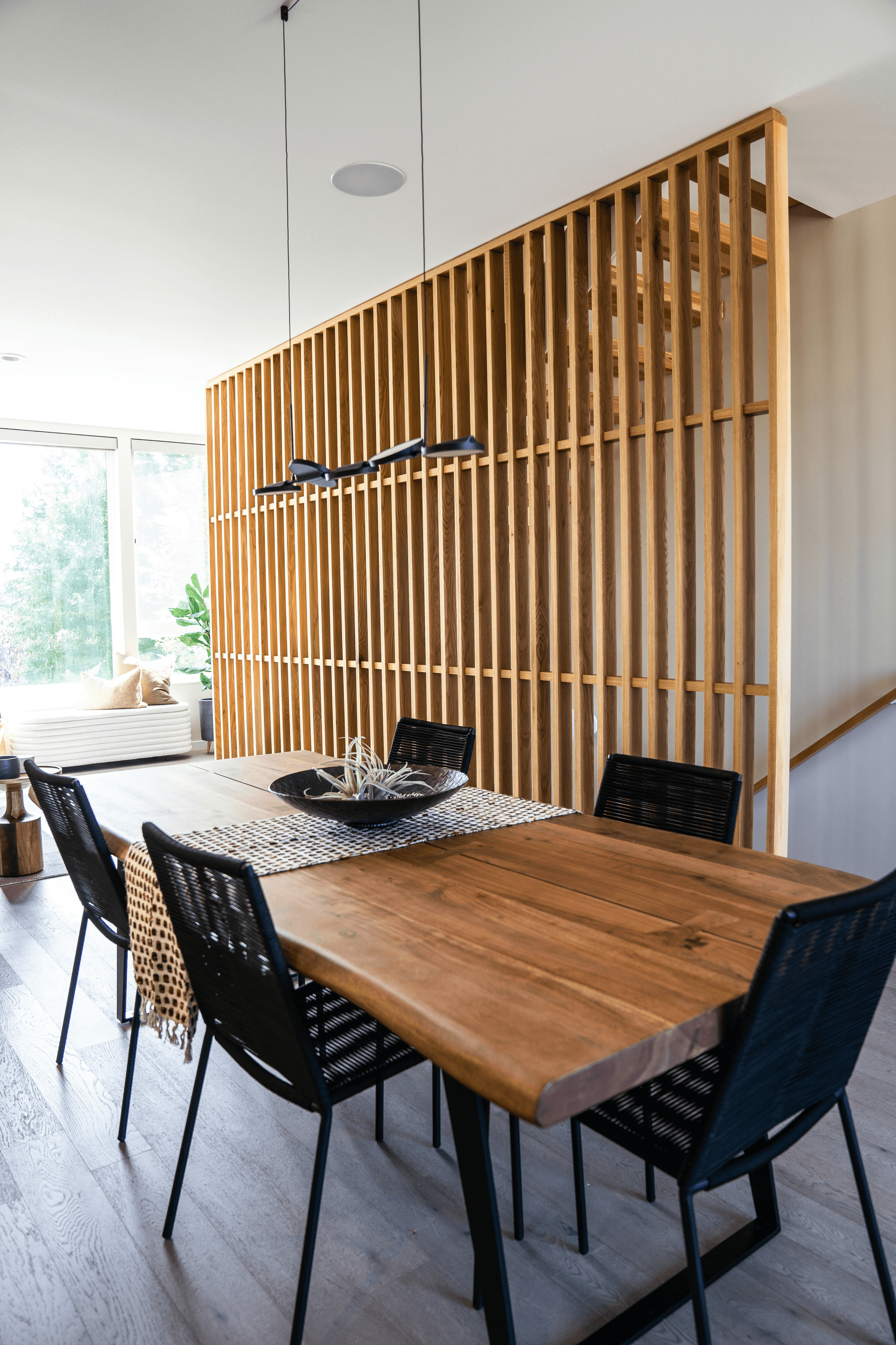 Room divider wooden screen in an expandable container house