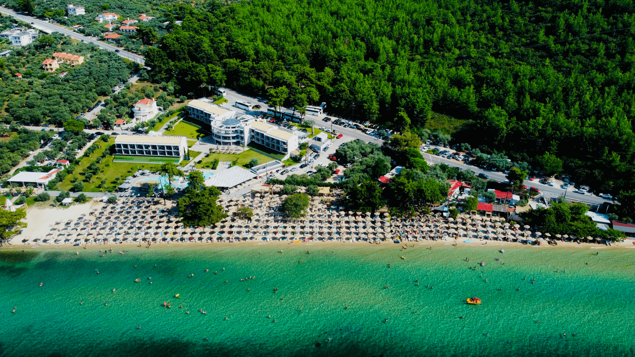 Container Hotel Aerial View surrounded by nature