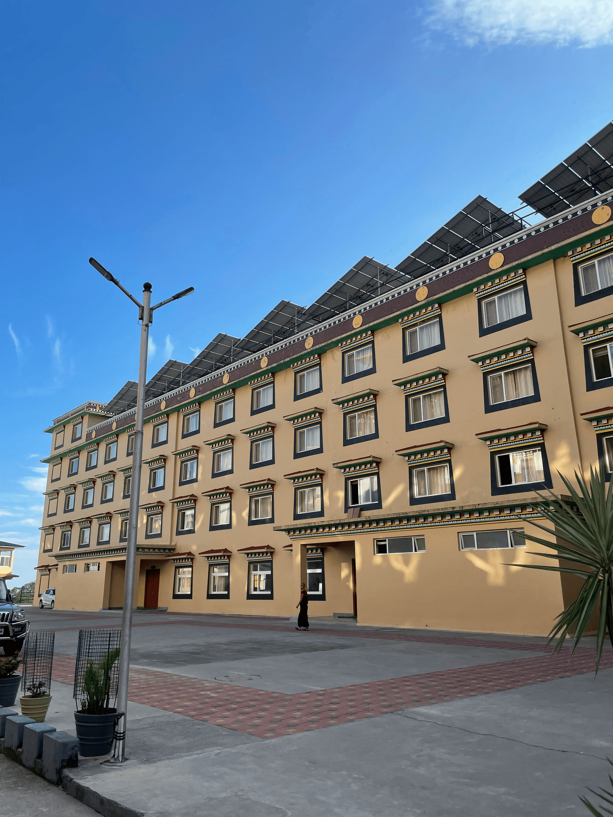 Eco-friendly container hotel with solar panels