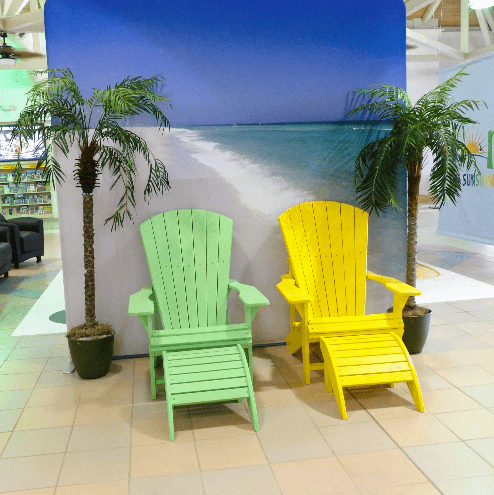 Outdoor furniture china supplier showroom with various styles of chairs and tables