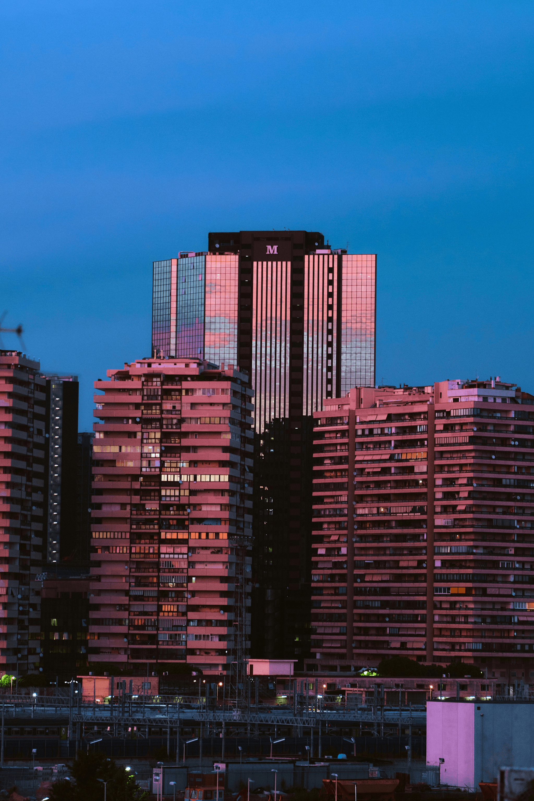 Prefab apartments in compact city skyline