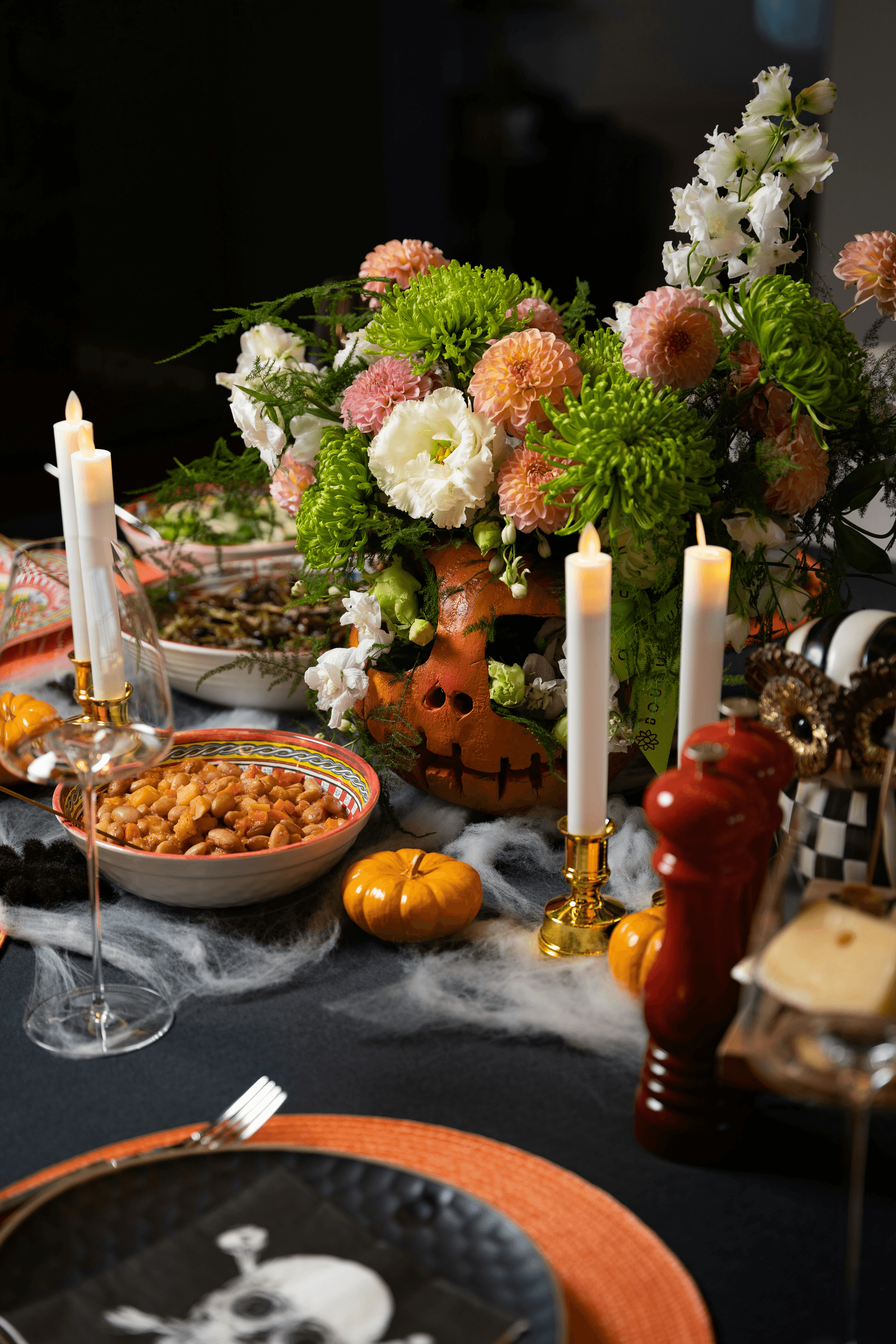 Flowers online Melbourne Halloween centerpiece on spooky table