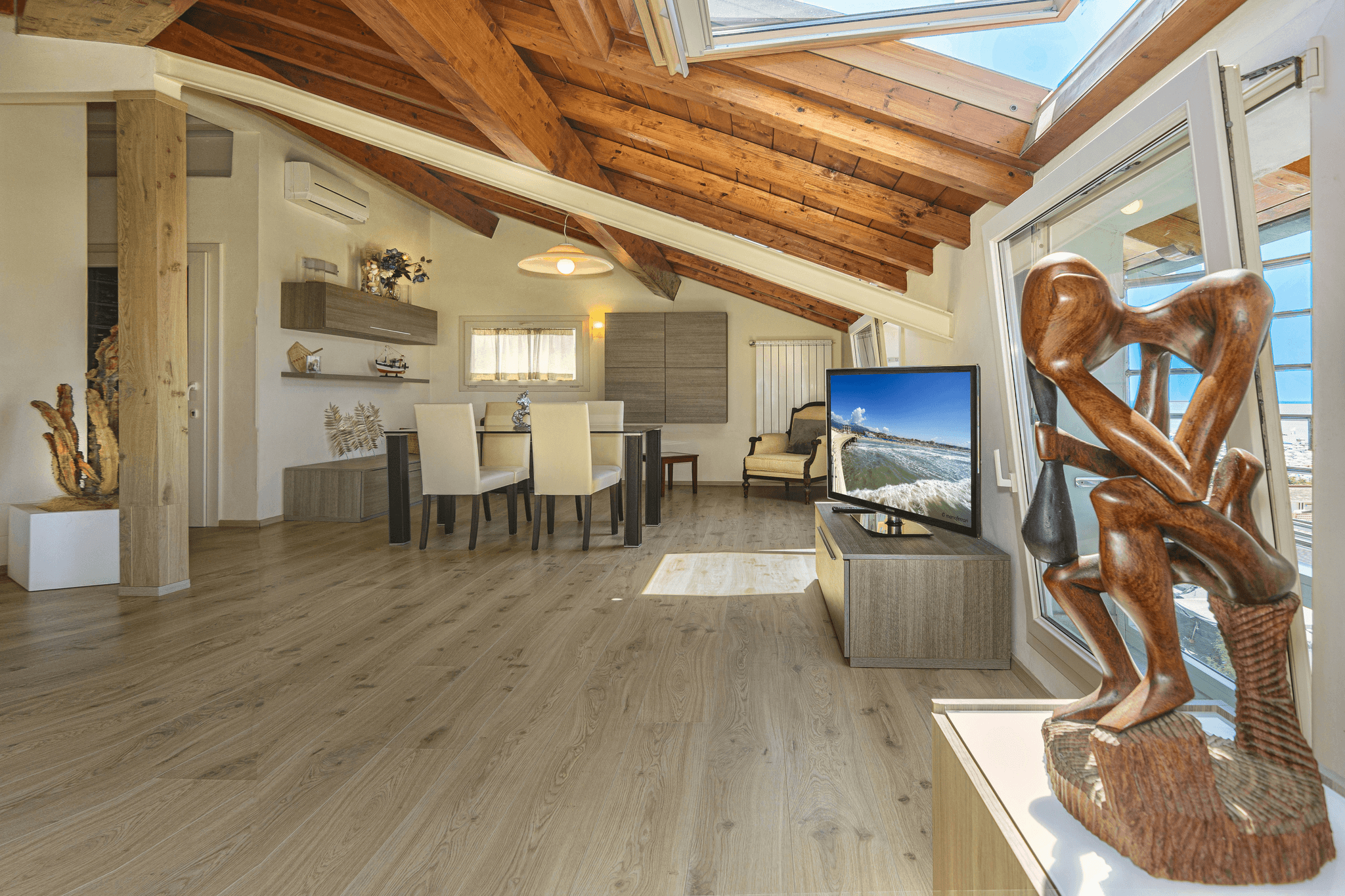 Interior view of a modern metal frame house