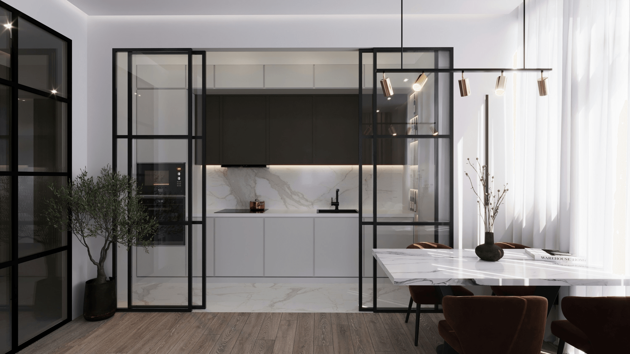 Modern white pvc cabinet doors in a stylish kitchen