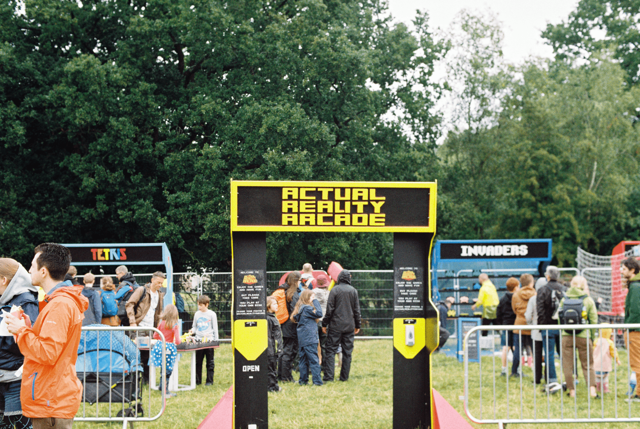 Efficient use of portable ticket booth at outdoor festival.