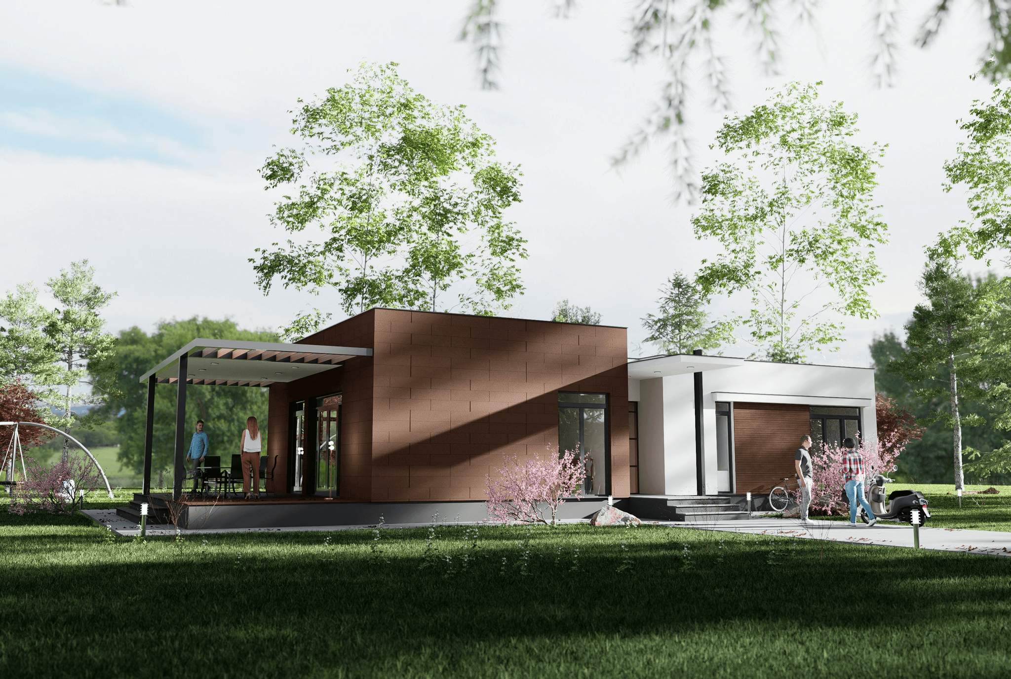 family enjoying life in low cost modular homes