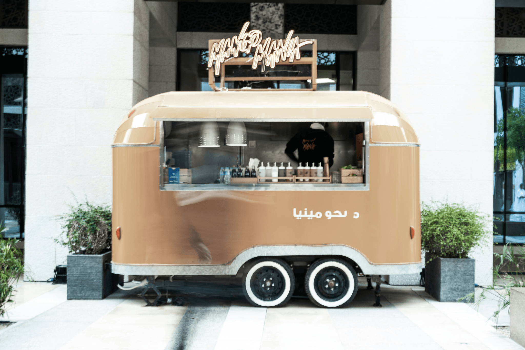 Converted Airstream trailer as a trendy coffee shop container
