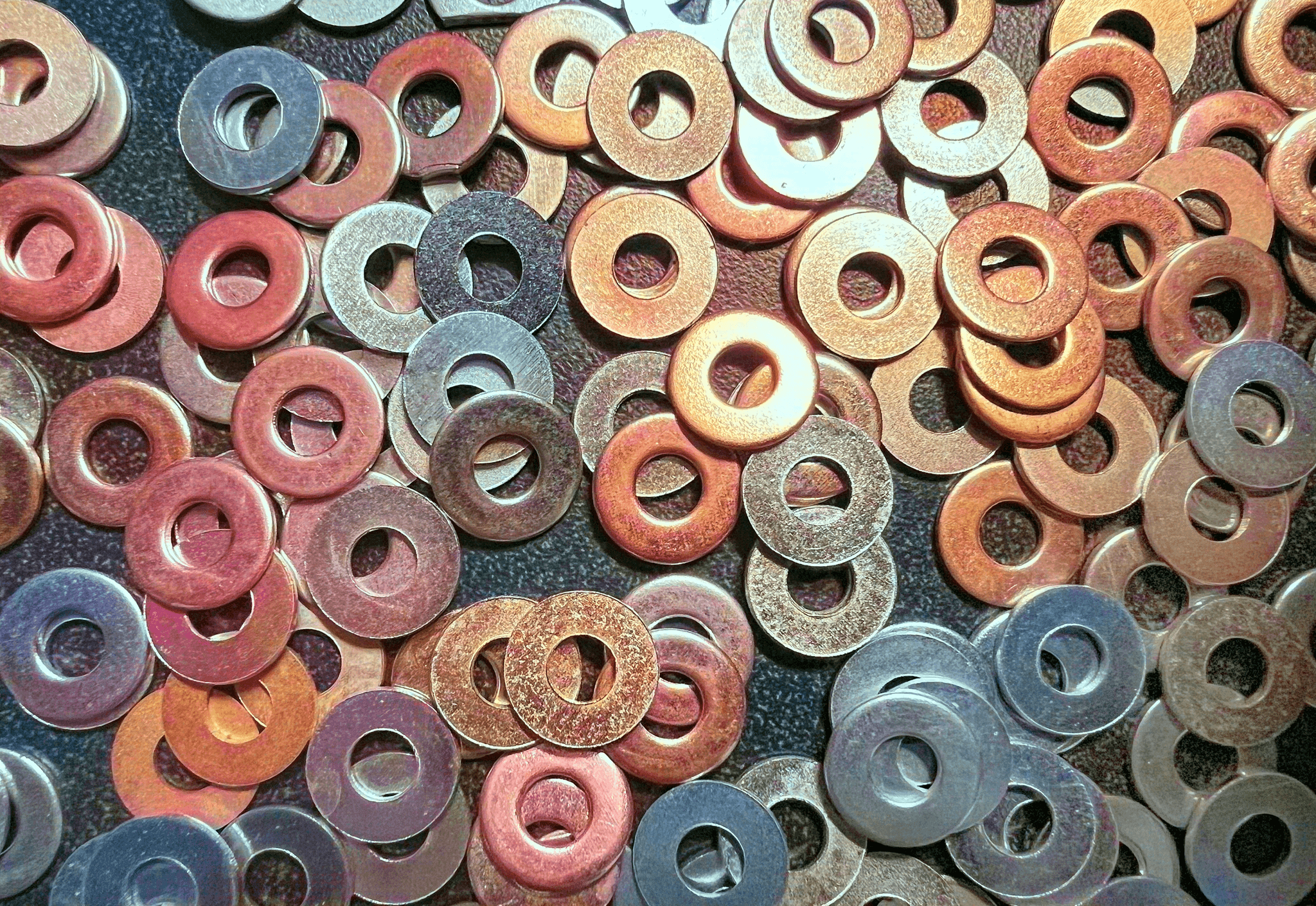 Various types of spring lock washer used in fastening applications