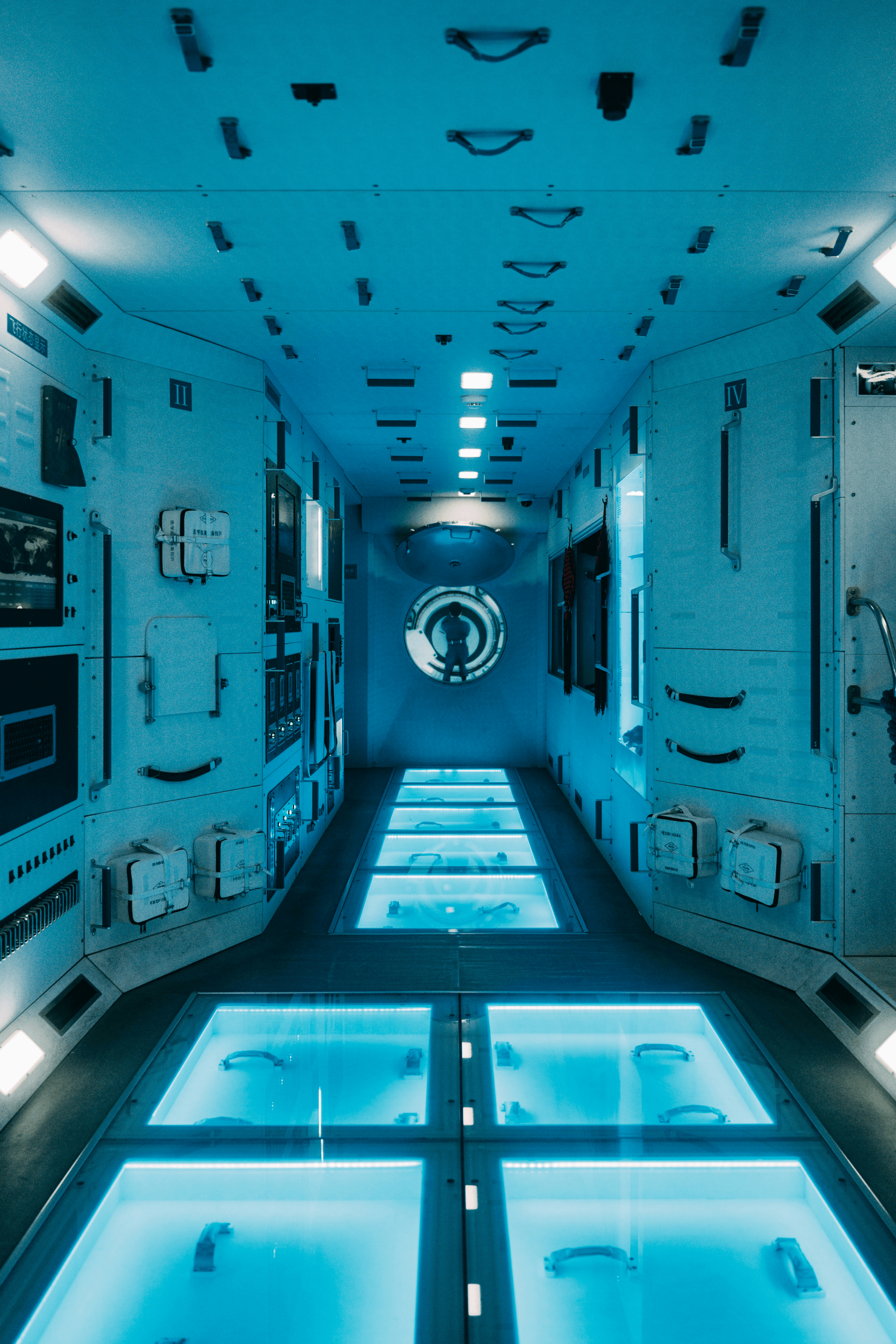 What is a space capsule: interior view showcasing astronaut seating