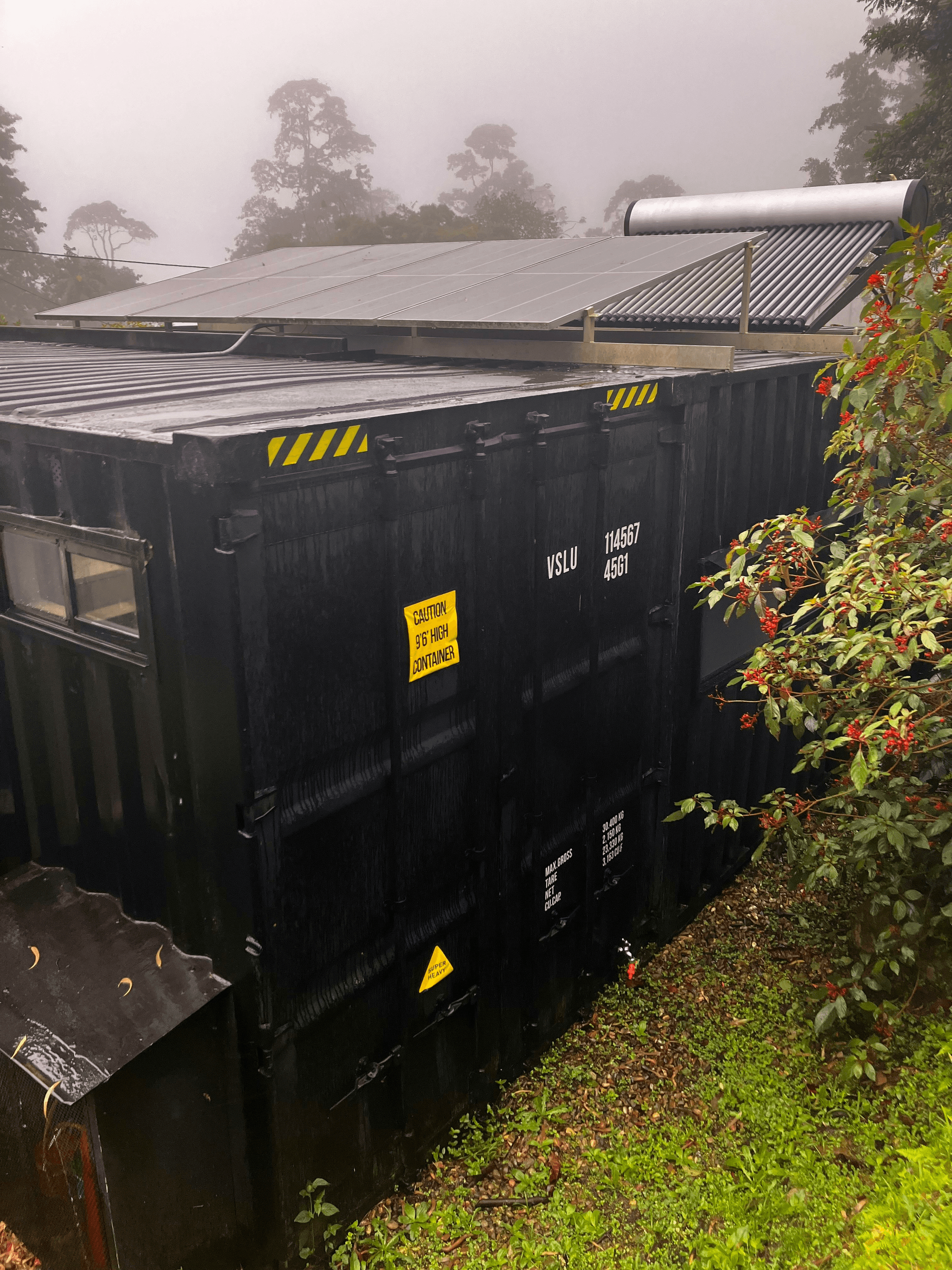 Modern Shipping Container Office with Solar Panels