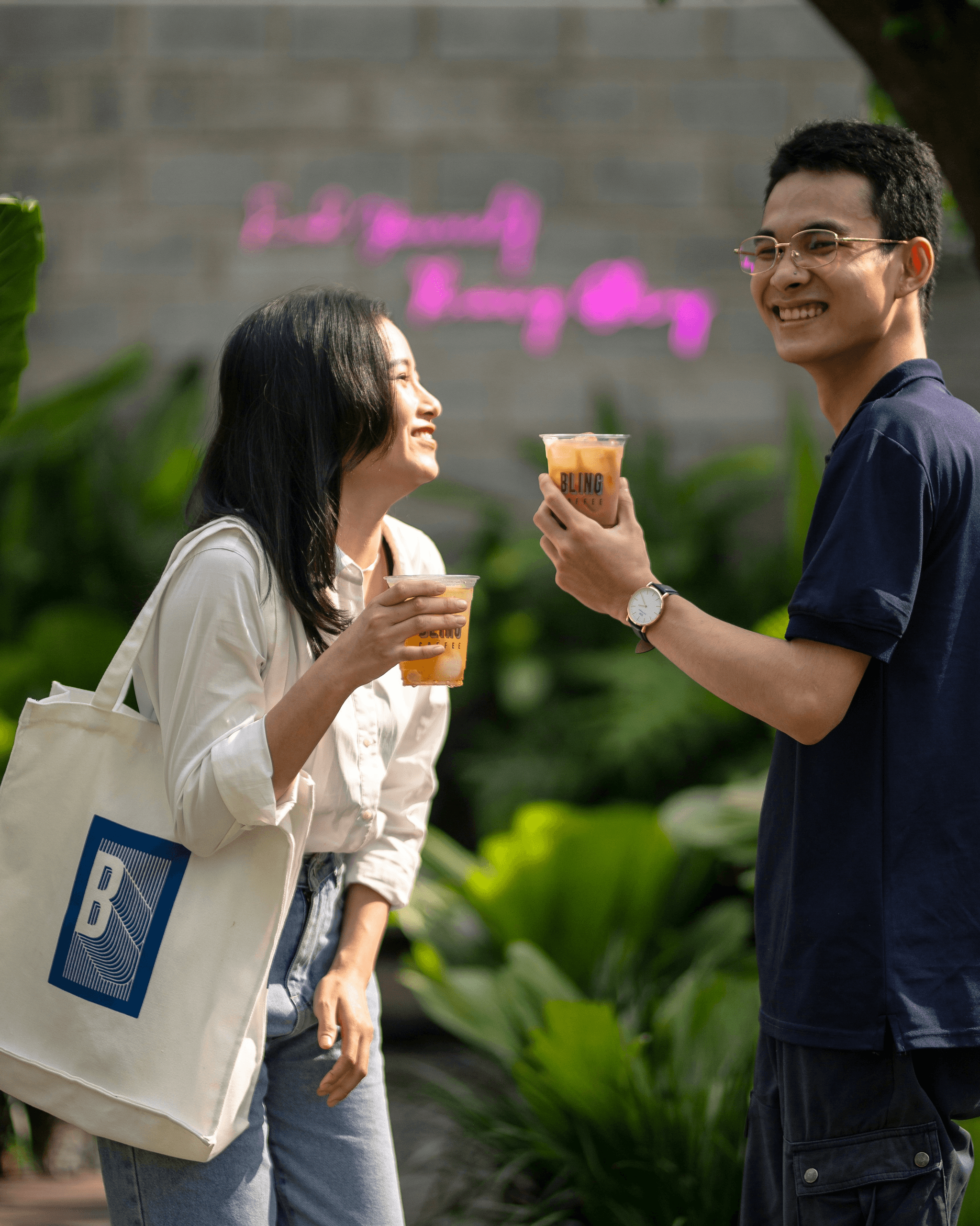 Vibrant pop-up coffee shop container at outdoor festival