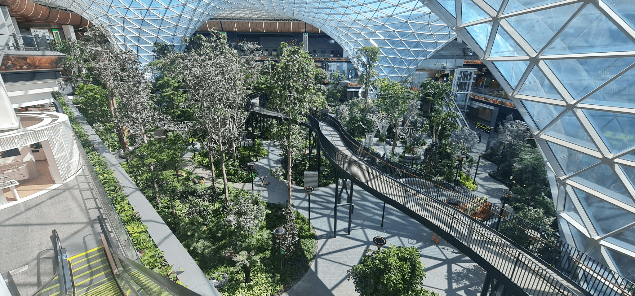 Indoor moving walkway at modern shopping mall