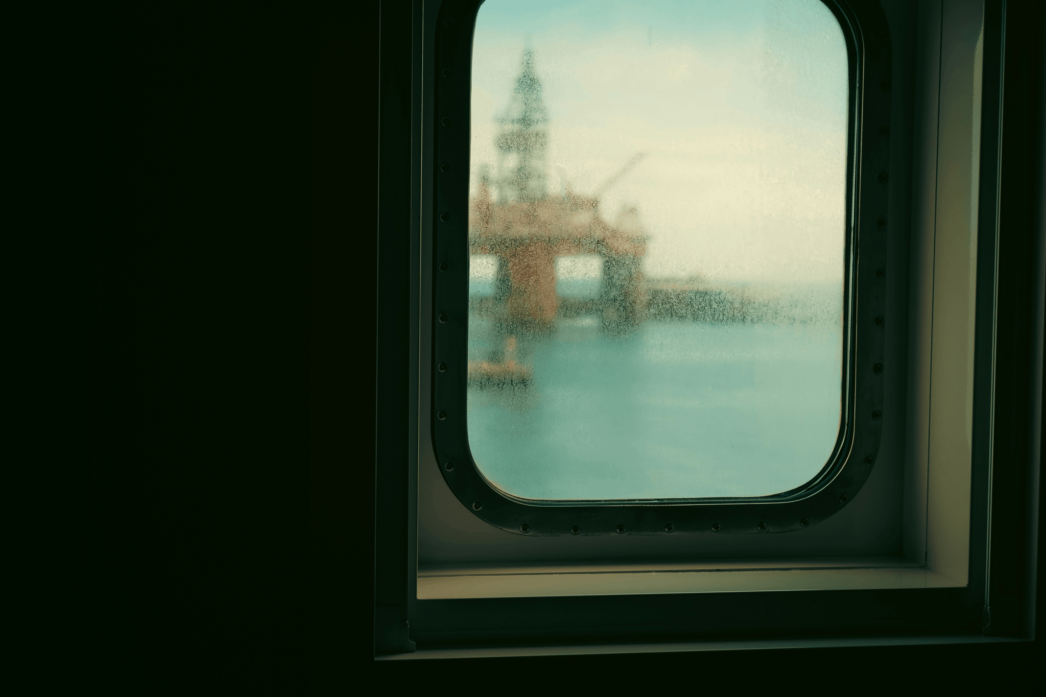 Stunning view from modern oil rig accommodation showcasing unique design elements.