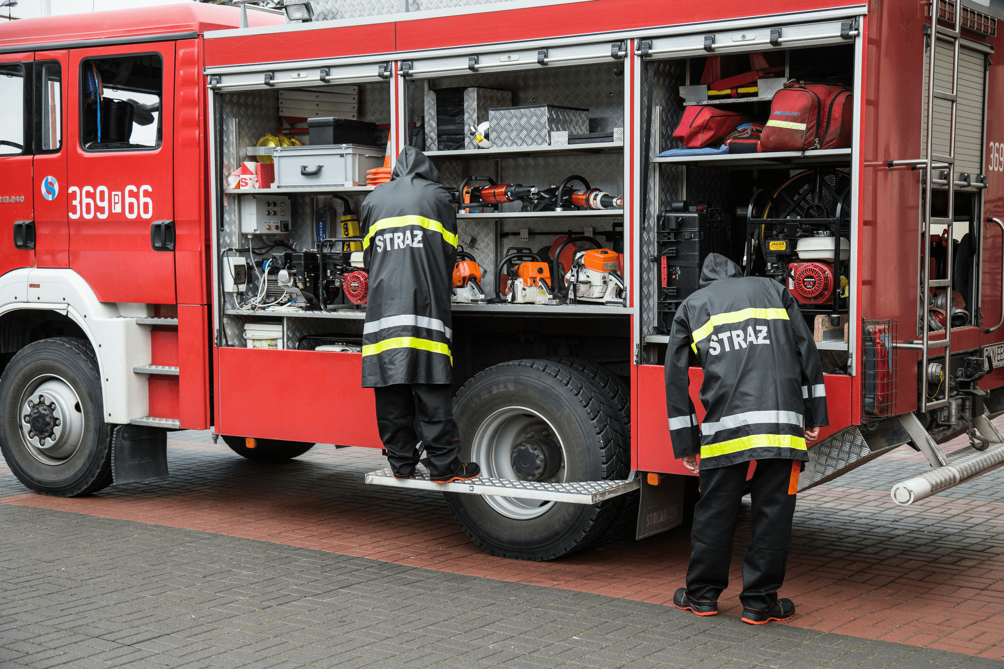 fire fighting foam equipment ready for use in emergency situations.