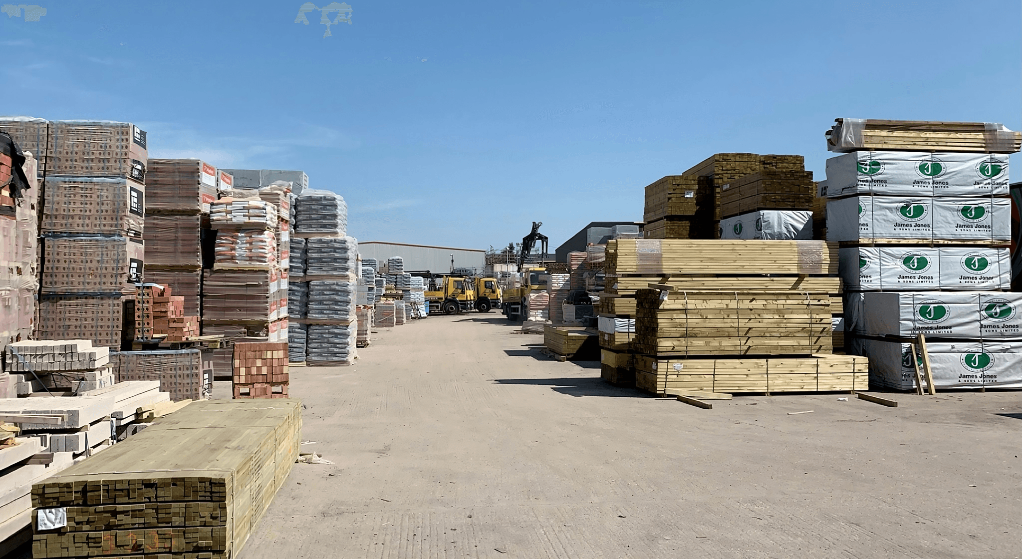Diverse range of building materials available at construction material supplier warehouse