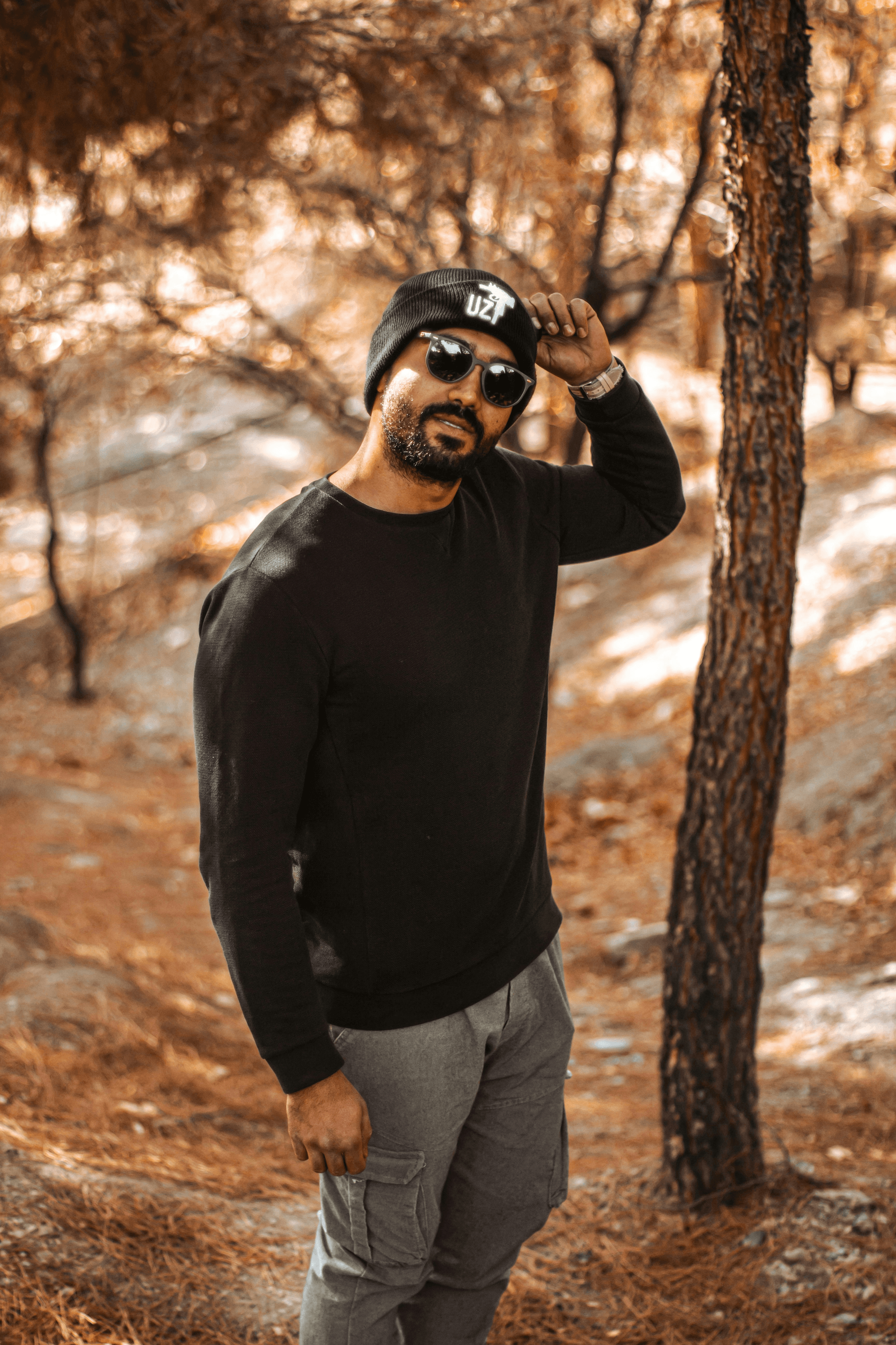 Stylish prescription sports sunglasses worn during outdoor activity